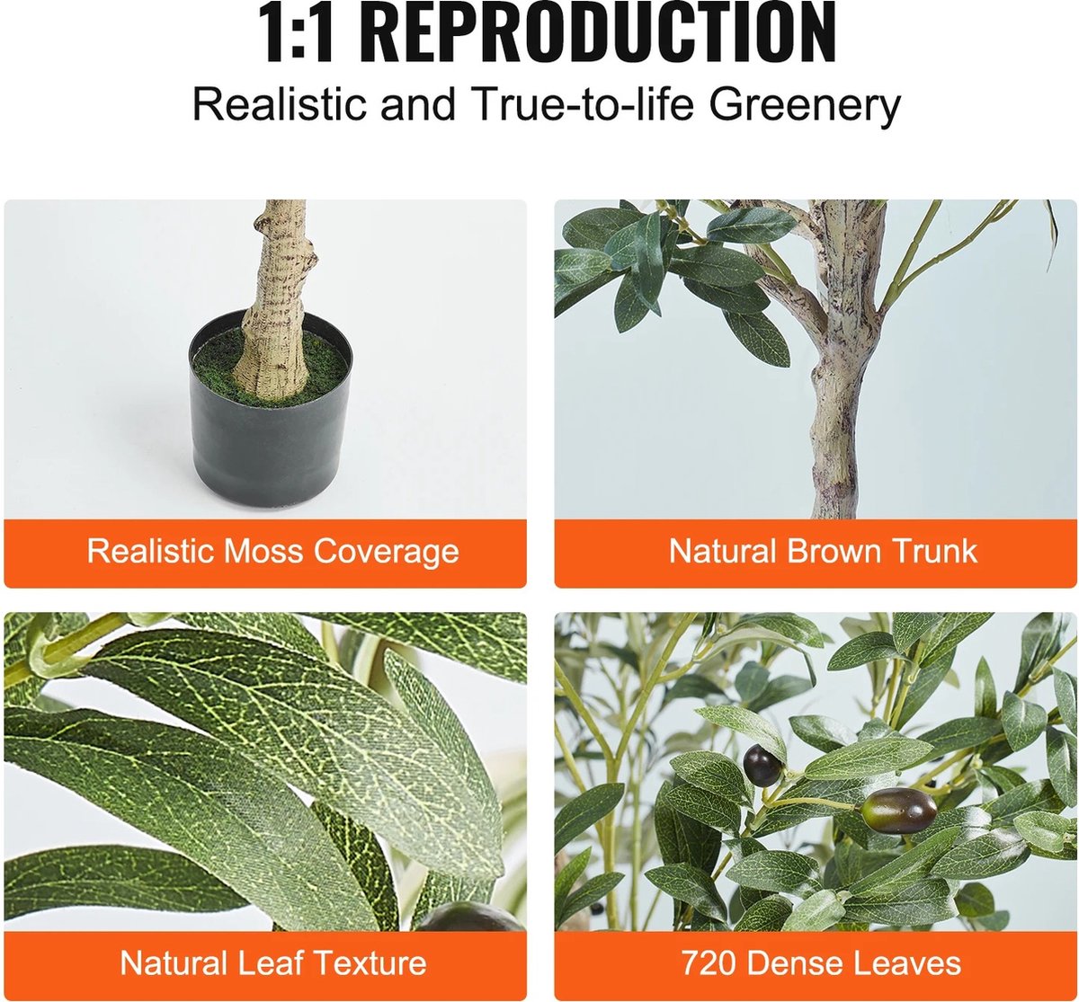 Olive tree - Olive tree art - Tree - Artificial plant - Decoration - 181cm - Indoor and Outdoor - Black/Green