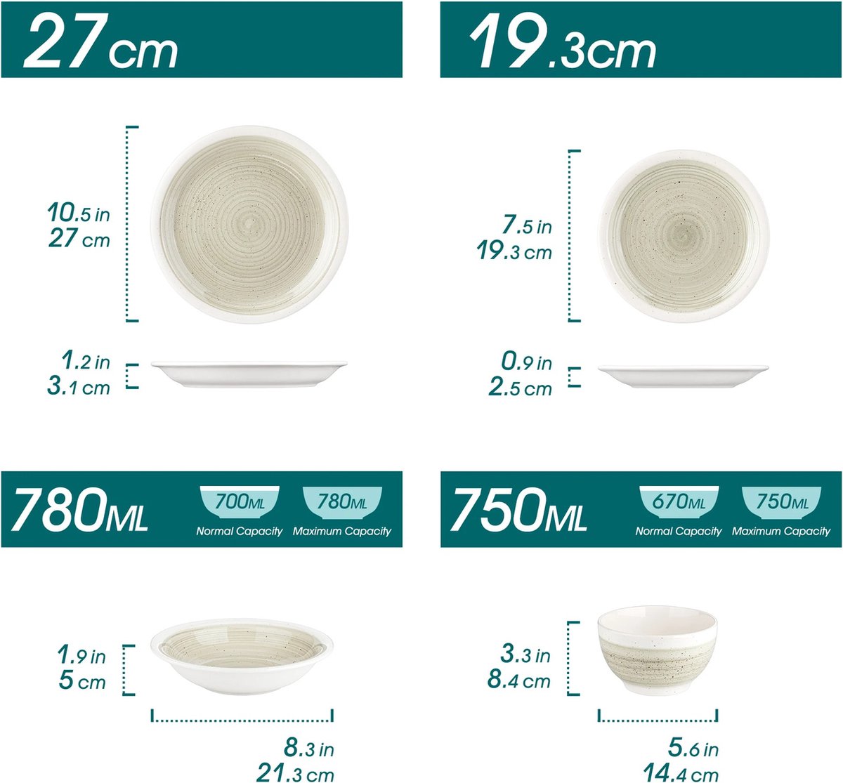 Serviesset - Serviessets - Serviesset 8 personen - Lichtgrijs Met Witte Rand - Porselein - 32-Delig Servies - Dinerbord - Dessertbord - Kom - Soepkom