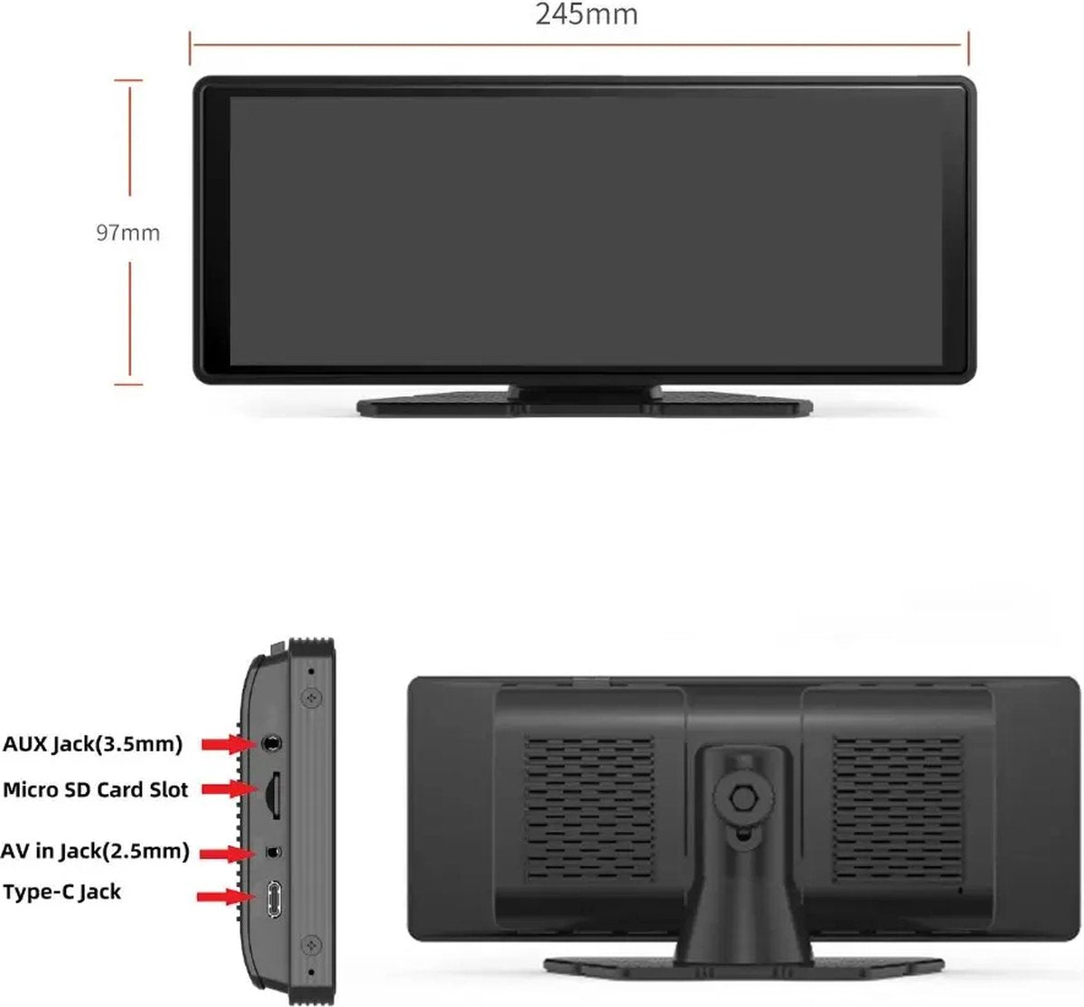 Carplay Scherm - Touchscreen - Navigatiesysteem Auto - Voor Apple & Android - Universeel - Carplay Draadloos - Multimedia Autoradio - 10,26 INCH