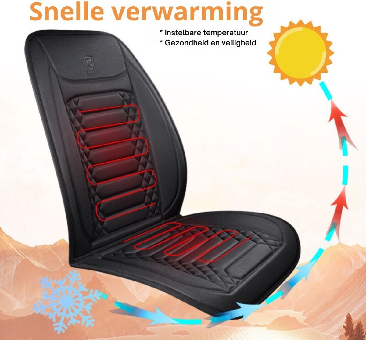 Autostoel Verwarming - Warmtekussen Stoelverwarmer met 3 Verwarmingsmodi - Stoelverwarming Auto Heater - Zwart/12V/1 Stuk