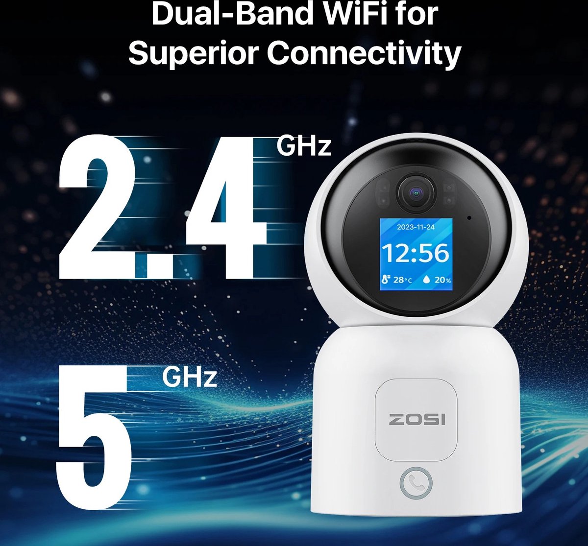 Babyfoon - Babyfoon met camera - 1.44 inch Scherm 2.4G/5G Wifi Videogesprek - Automatische Tracking - Draadloze IP Smart Surveillance Camera - Zosi C 519M 4mp Hd