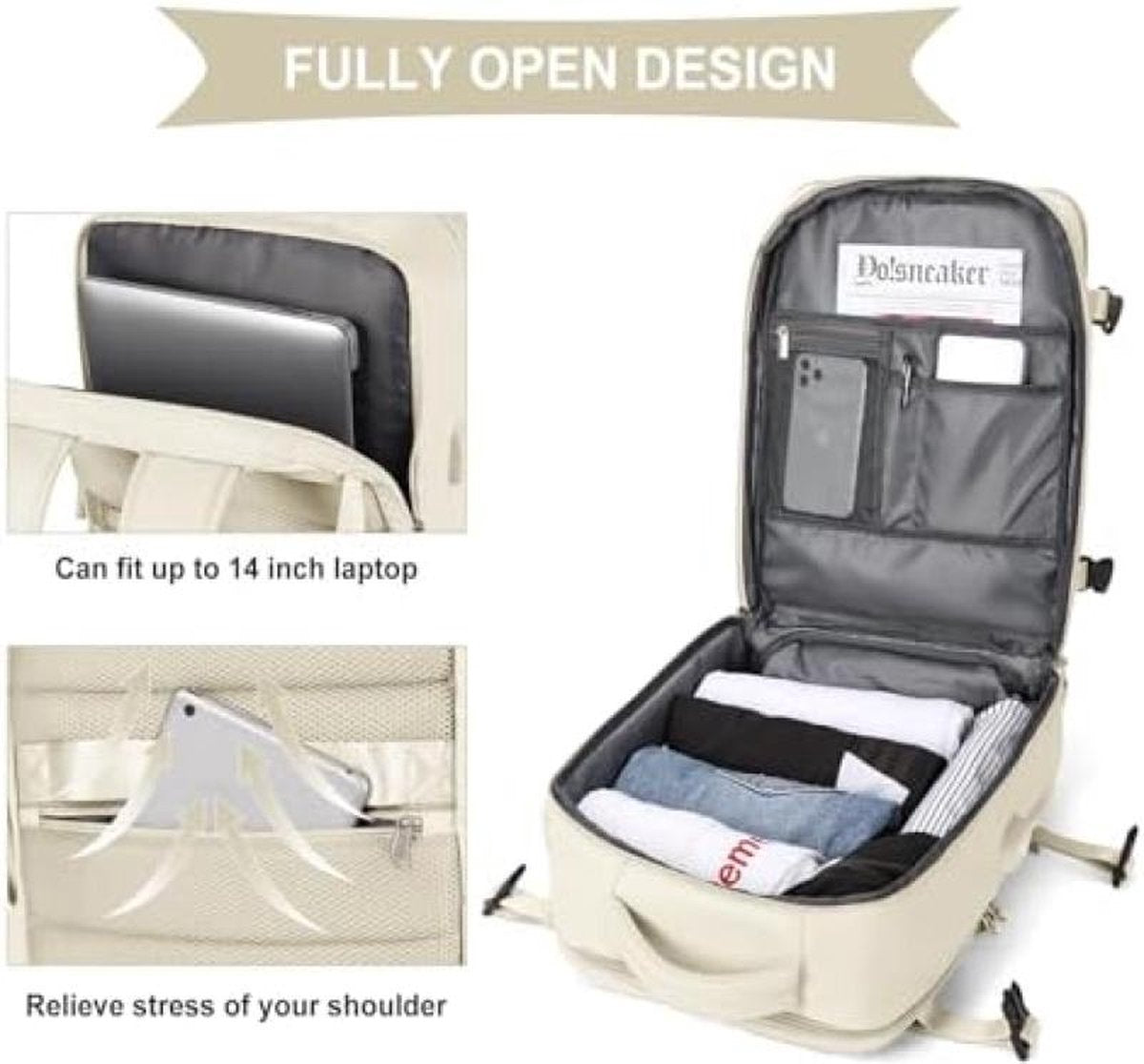 Handbagage 40x20x25 Handbagage Tas onder de stoel Easyjet 45x36x20 Handbagage Dames Laptop Rugzak met USB-uitgang Wandelrugzak Waterdicht Heren