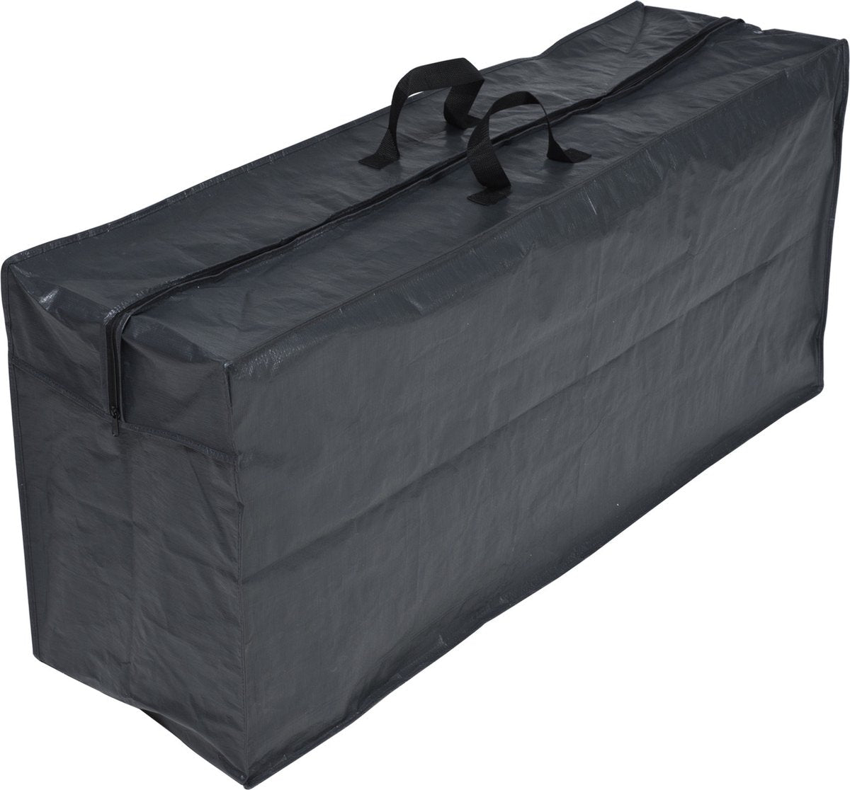 2x Grijze opbergtas voor tuinkussens met rits 128 x 57 x 37 cm - Tuinstoelkussens opbergen
