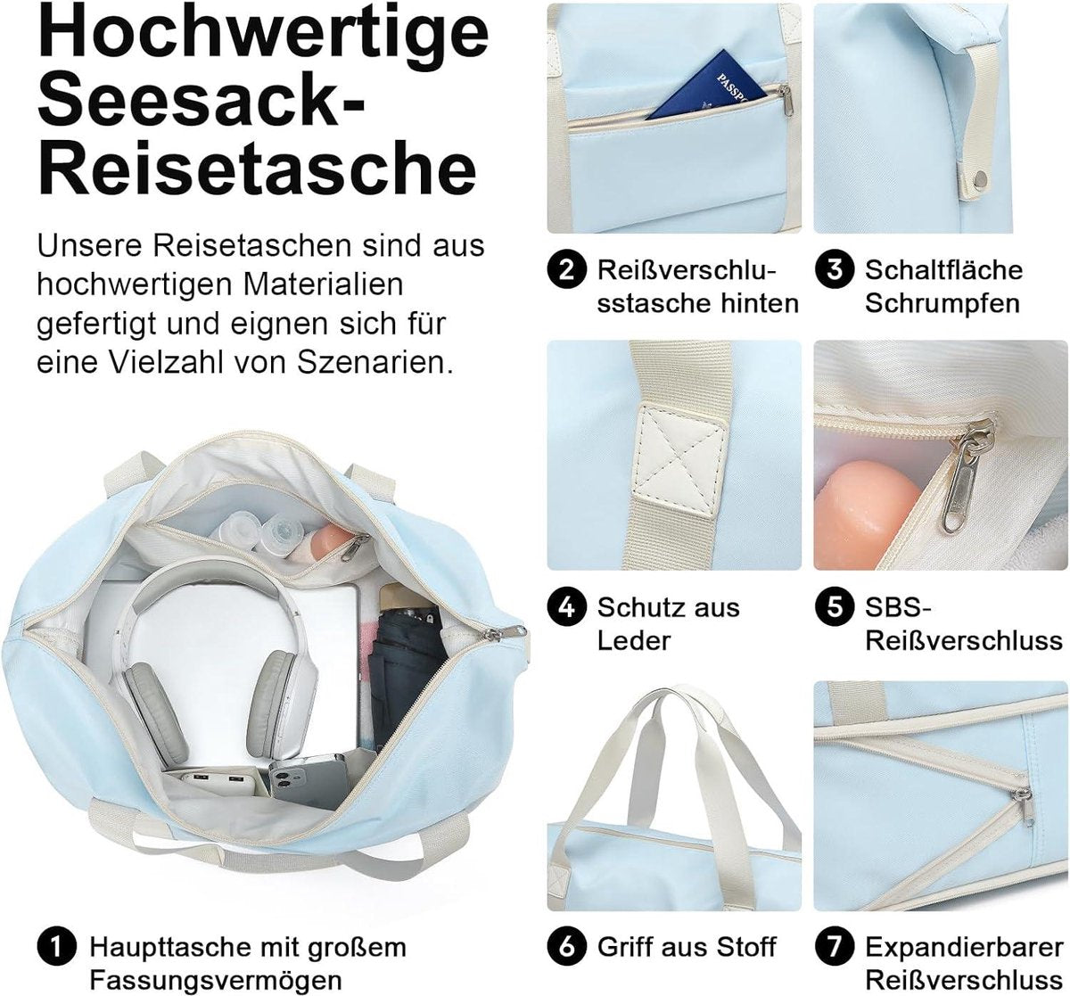 Gym Duffel Bag voor Vrouwen - Reistas voor Weekendtrip Grote Tote Tas Sport Schouder Ziekenhuis Overnachtingstas