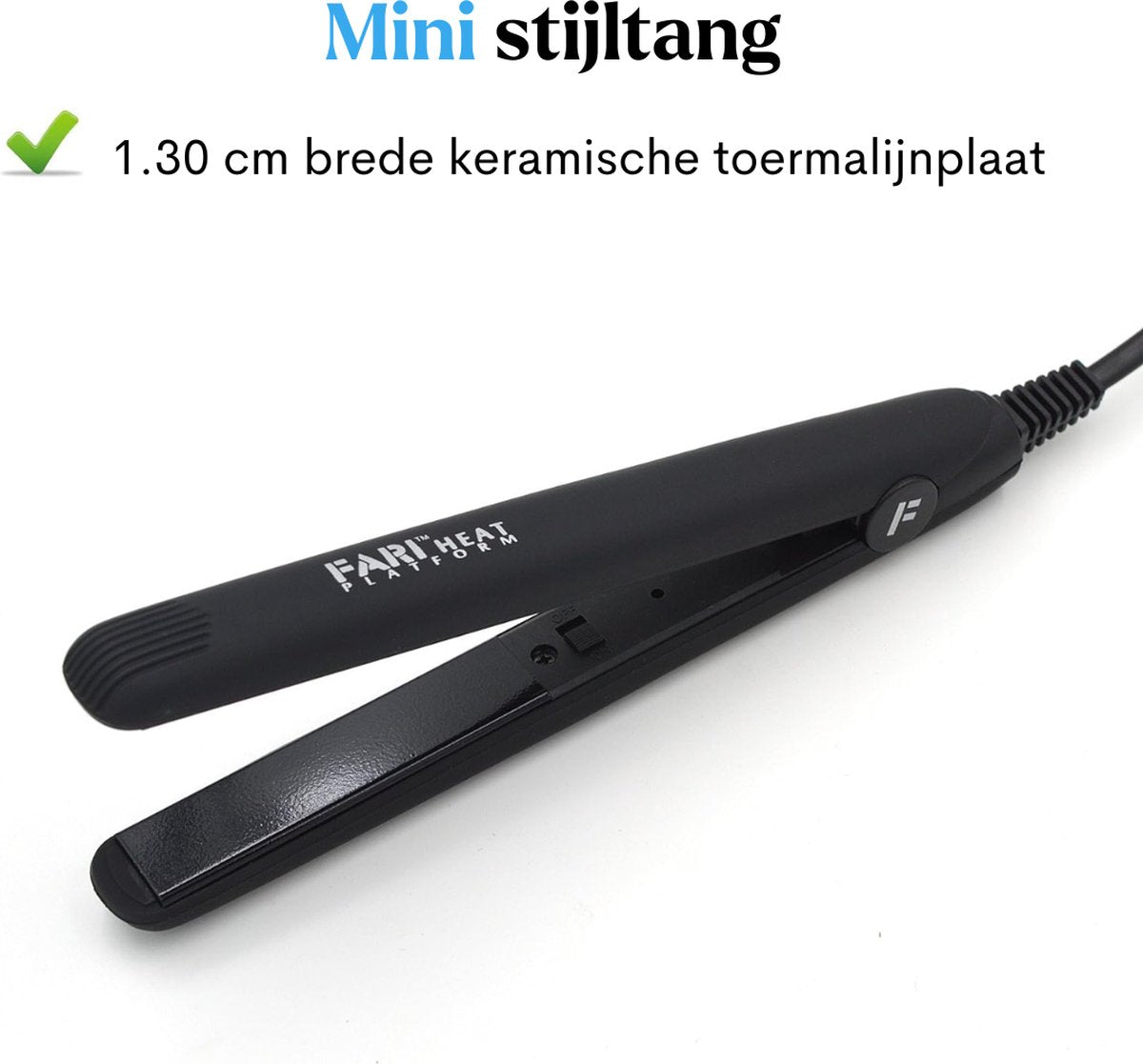 Mini Stijltang - Haarstijltang - Met Reistas - 18 cm - Voor Reizen - Toermalijn-Keramische Platen - Ergonomisch - Zwart