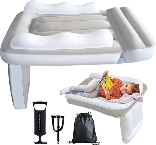 Inflatable Airplane Bed - Baby Airplane Mattress - Car Bed - Includes Storage Bag, Inflator Pump and Straps - Safe and Comfortable - Compact and Water-Resistant for Travel