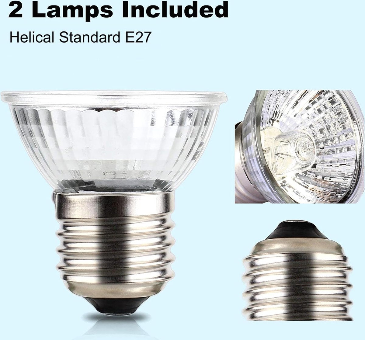 Terrarium Warmtelamp - Clip-on Systeem - Inclusief 2 UVA UVB 25W Zonnespot Gloeilampen - 360° Draaibare Klem - Geschikt voor Aquarium en Terrarium - Ideaal voor Schildpadden, Slangen, Hagedissen - Zwart