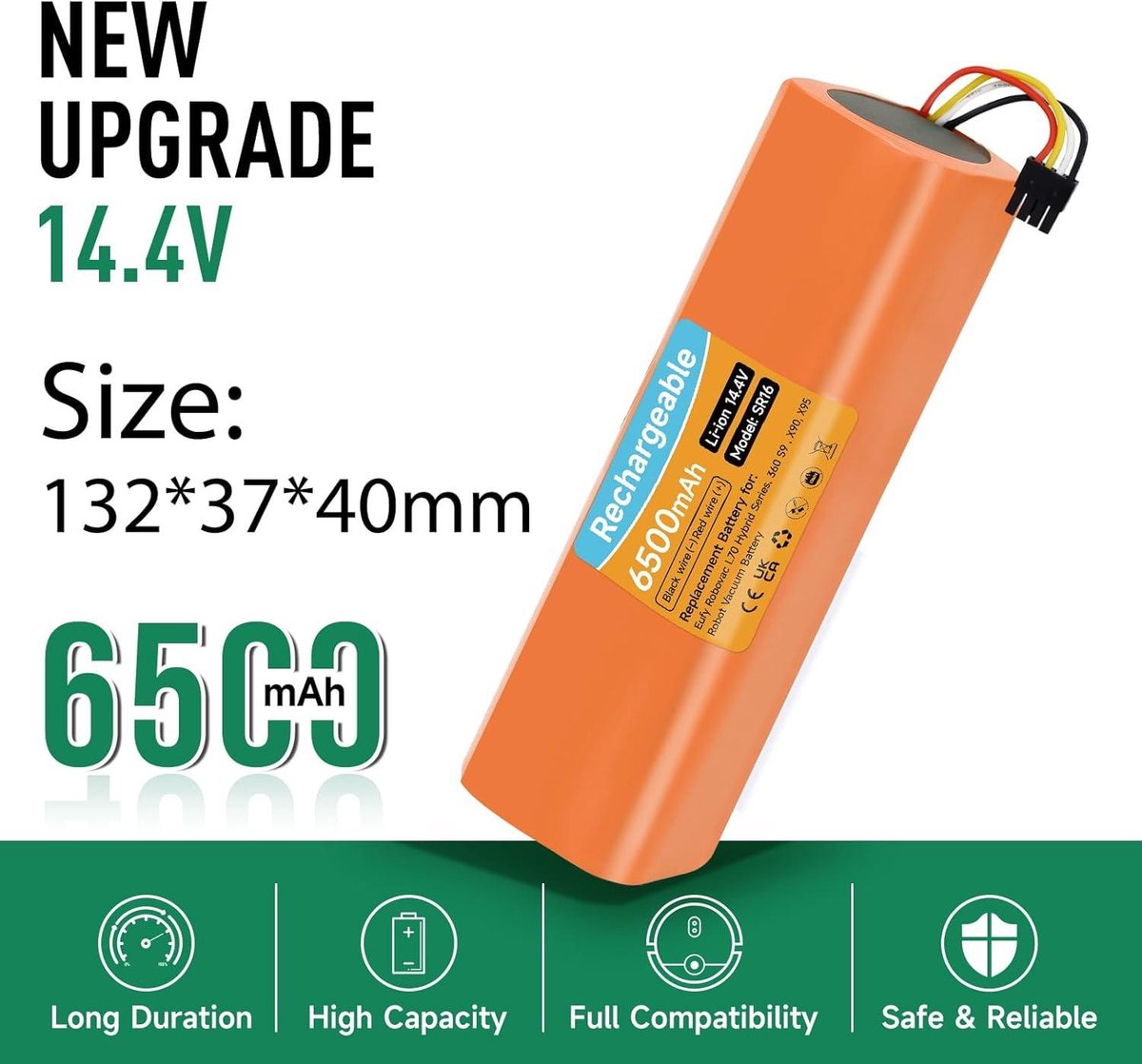 Vervangende accu - 6500mAh 14,4V - Eufy RoboVac L70 Hybrid Series - T2190 T2190G21360 - S9360 X90360 X95 - robotstofzuiger - reinigingsborstel