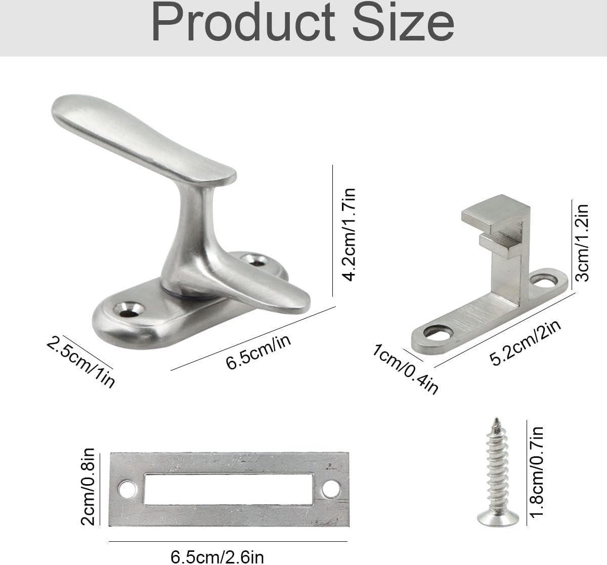 Door latch rotating handle stainless steel look - high and low pin locking - anti-theft protection - suitable for most doors - silver - 1 piece door handle latch