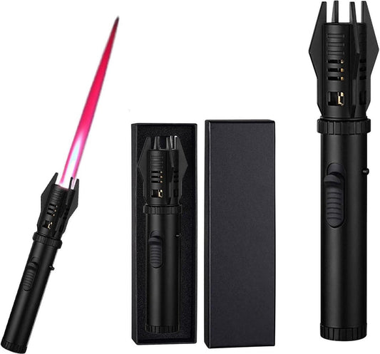 Winddichte Metalen Gas Navulbare Butaan Aansteker - Lightsaber Keuken Kook Toorts Aansteker - Jet Toorts Aanstekers voor Sigaar BBQ Bakken - Cadeau voor Man - Mat Zwart