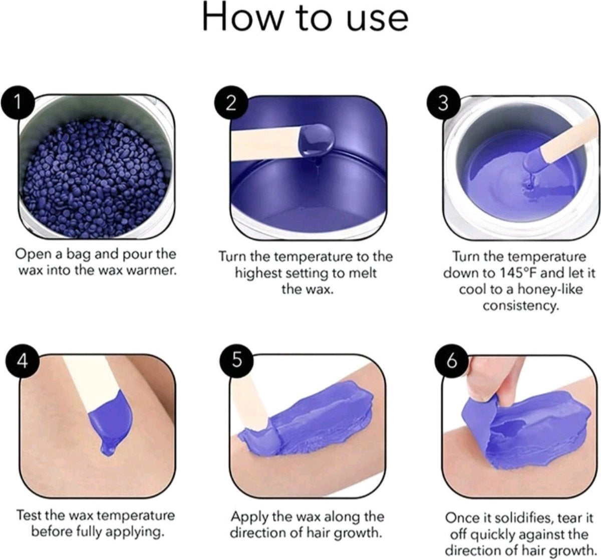 Hair removal device wax machine set including 4 bags of wax beans and 12 sticks white with purple model 02
