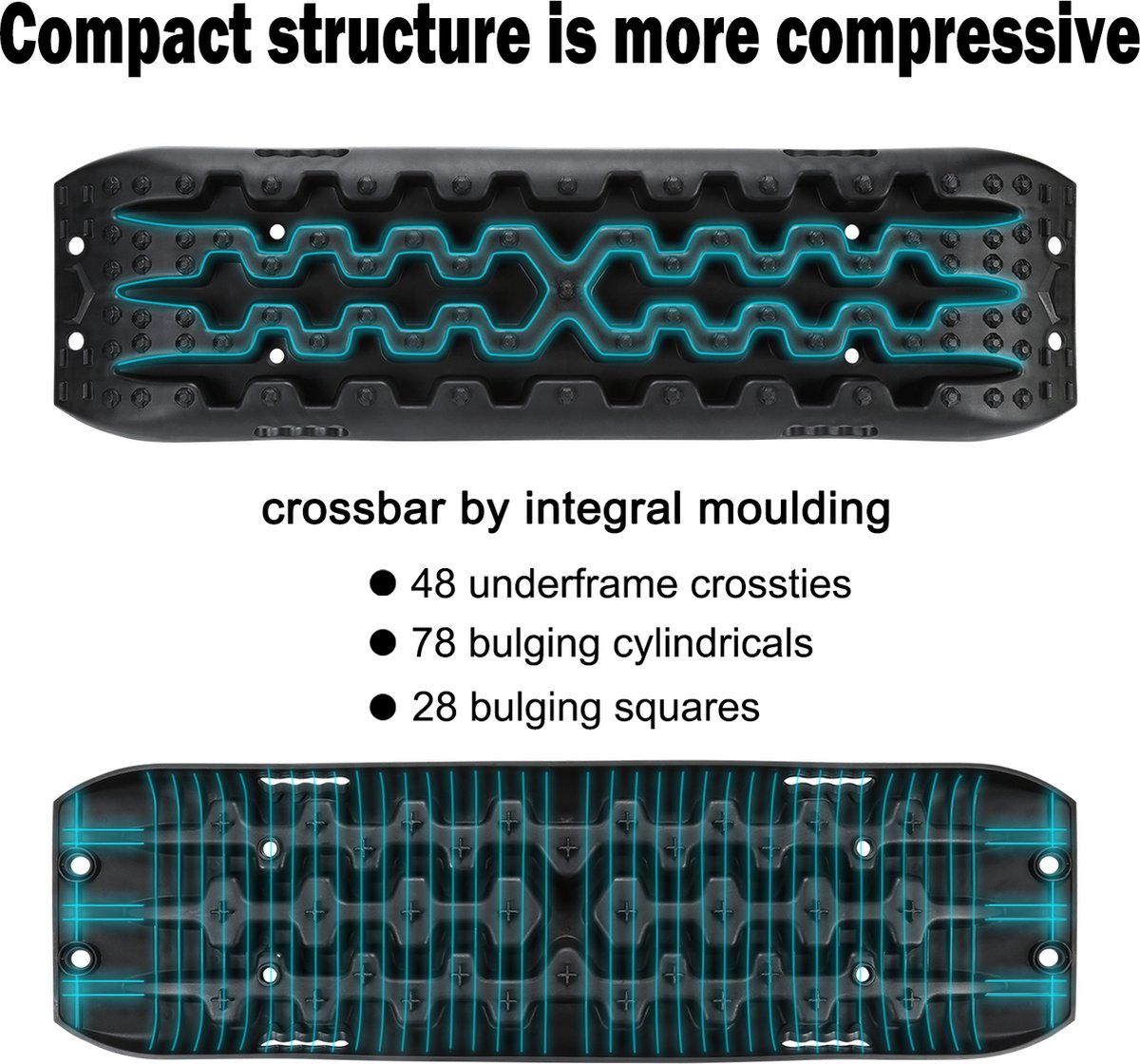 2 Pieces of Sand Plates, Off-Road, Traction Mat, Plastic, Starting Aid, Recovery Board, Tracks with Storage Bag and Installation Tool, for Off-Road Vehicles, Campers, Trucks
