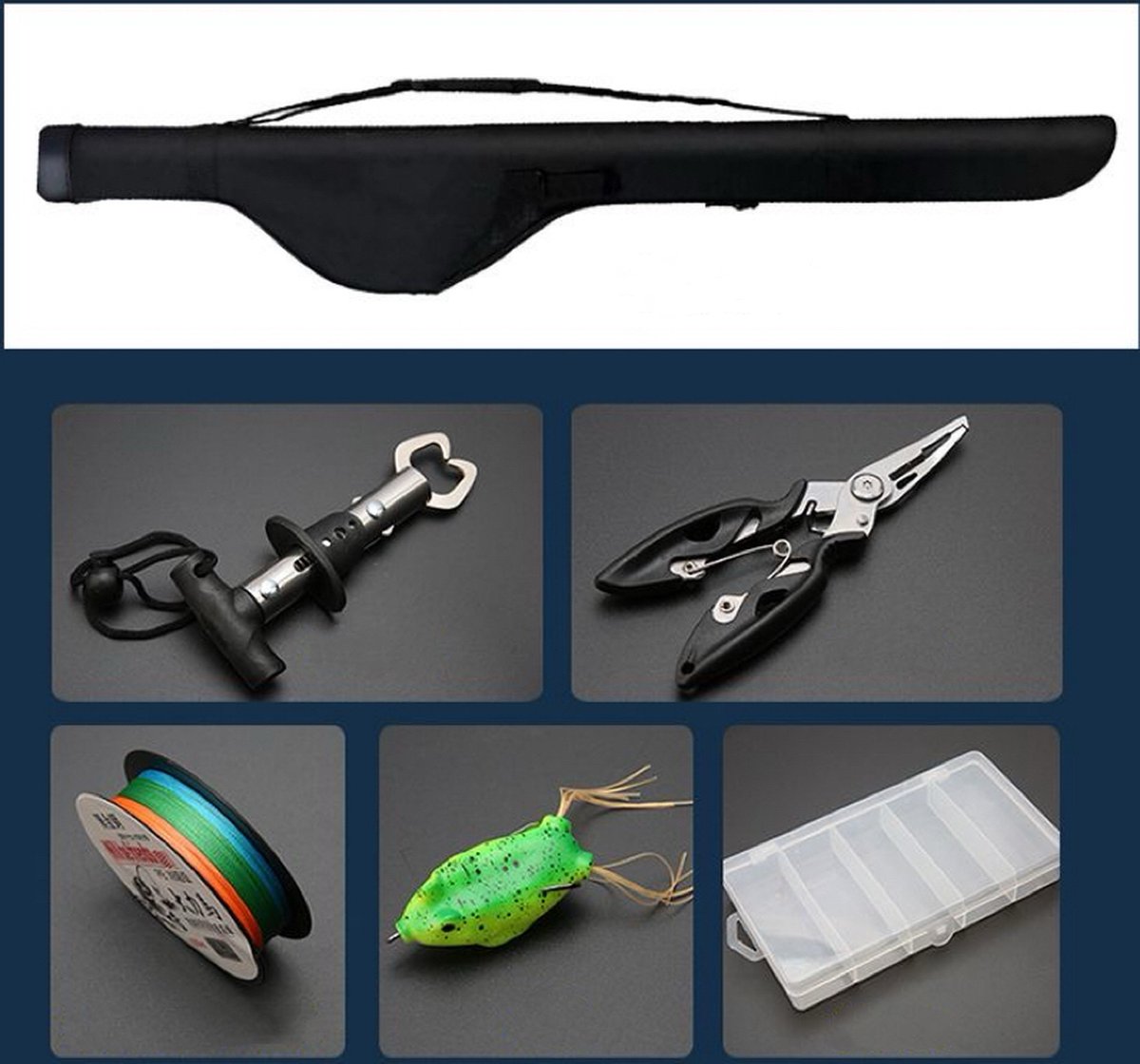 Vishengel set - Spinhengel - Werphengel met molen - Hengel - Werphengel 2,1m - Visset - Cadeau - Werpmolen - Slip voorop - Overbrengingsverhouding 5.2:1 - 100 meter Vislijn - Visaccessoires set - Visdoos