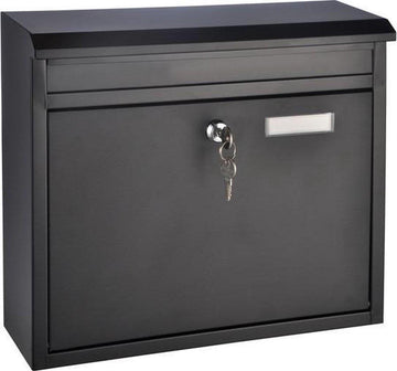 Zwarte brievenbus ijzer met slot - 36 x 12 x 32 cm - Postbus - Woonaccessoires