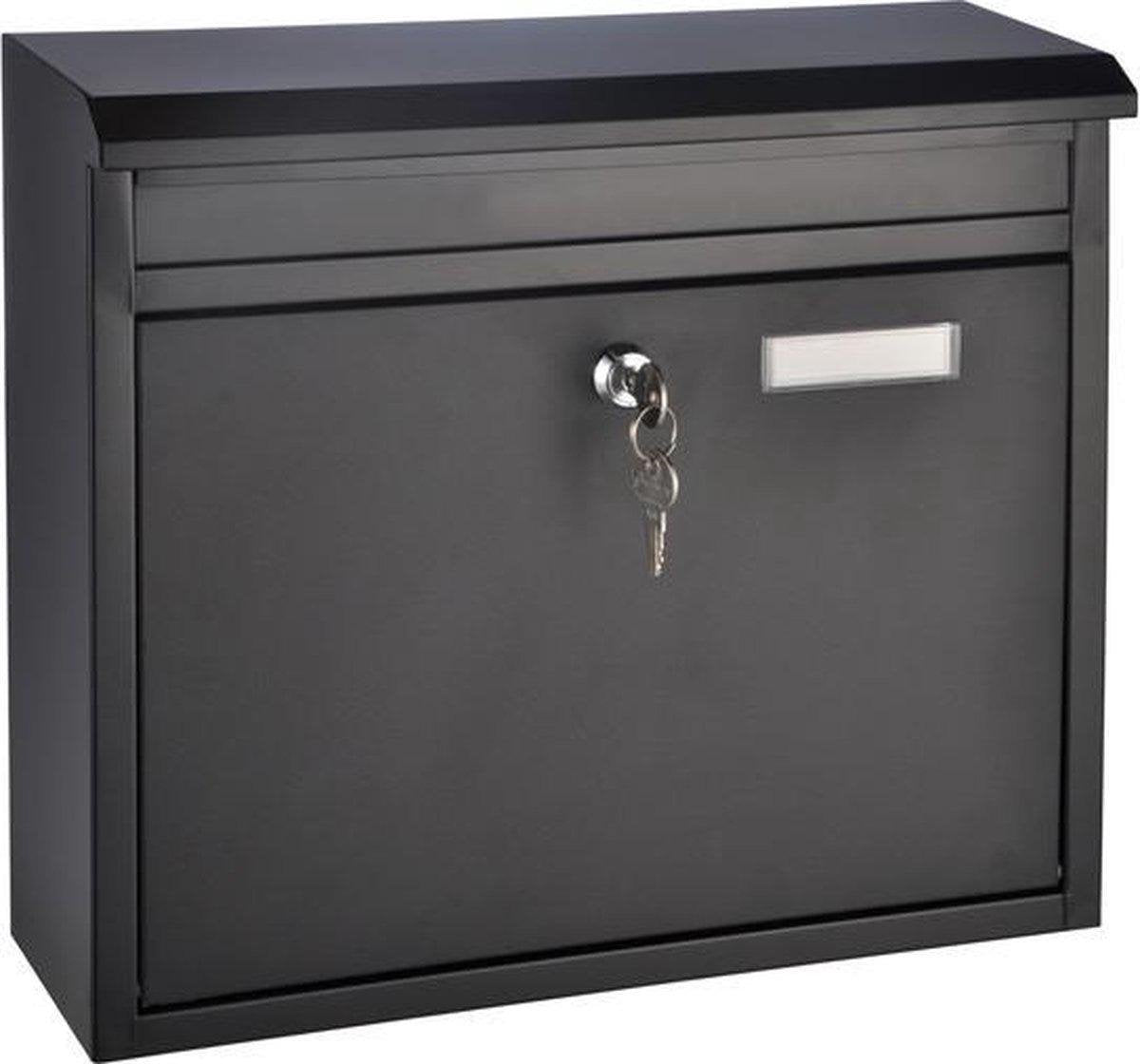 Black mailbox iron with lock - 36 x 12 x 32 cm - Postbox - Home accessories