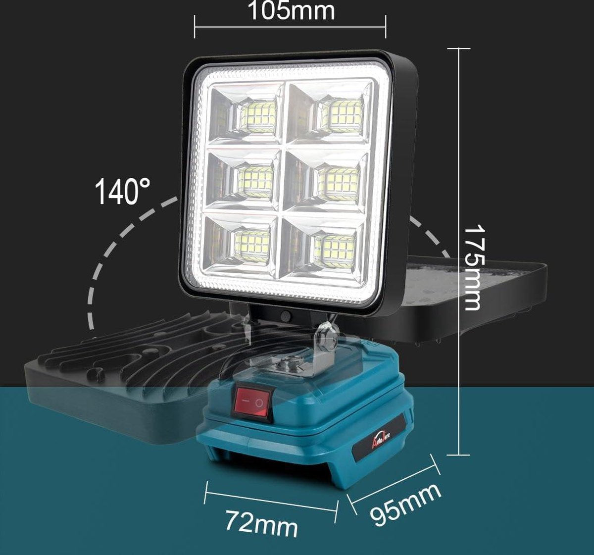 18 V 50 W draadloze schijnwerper - Batterijlamp Makita - USB-opladen - Draagbare LED-werklamp - Autoreparatie - Thuisverlichting - Camping - Vissen - 10 cm
