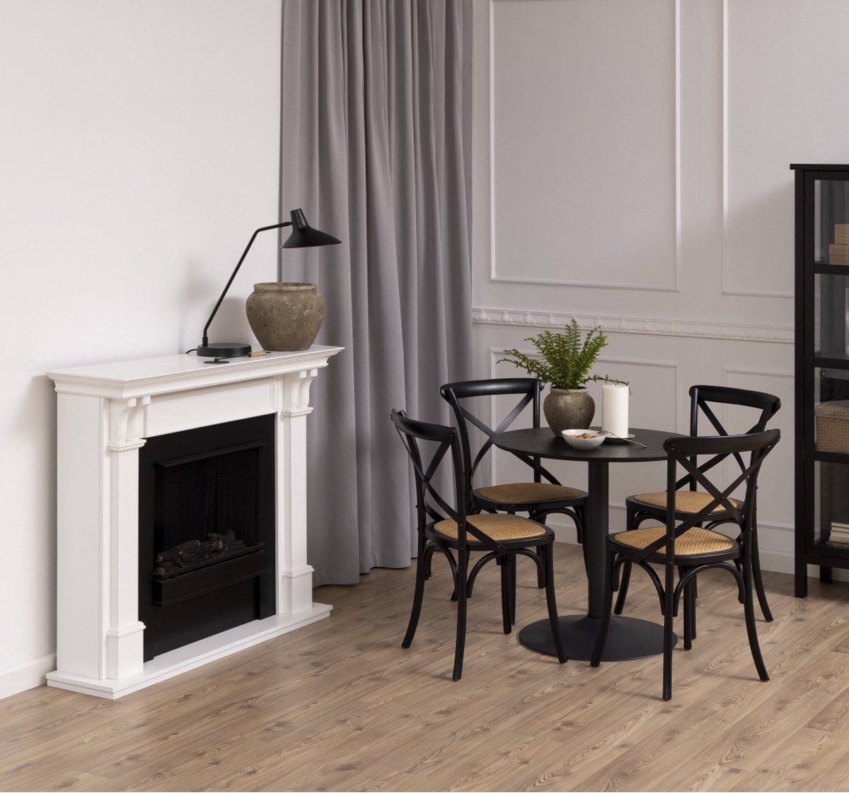 Eettafel Heeze - MDF - Zwart - Ø 80 cm en 75 cm hoog - Rond - Eetkamertafel - Keukentafel