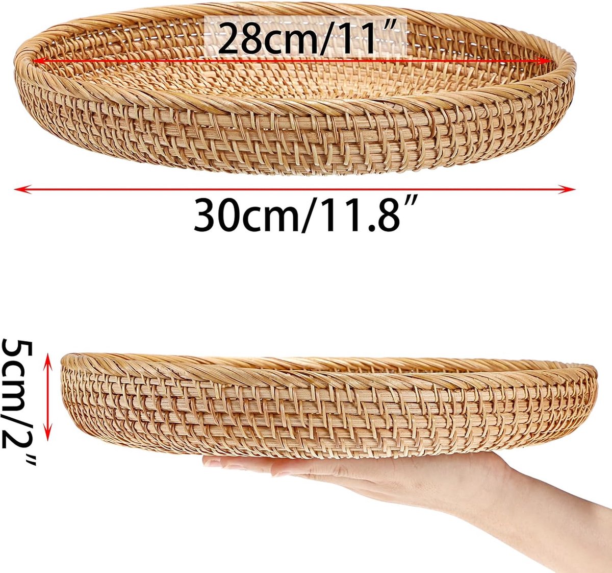 Handmade Wicker Storage Basket for Fruit and Decorative Purposes (30 cm)