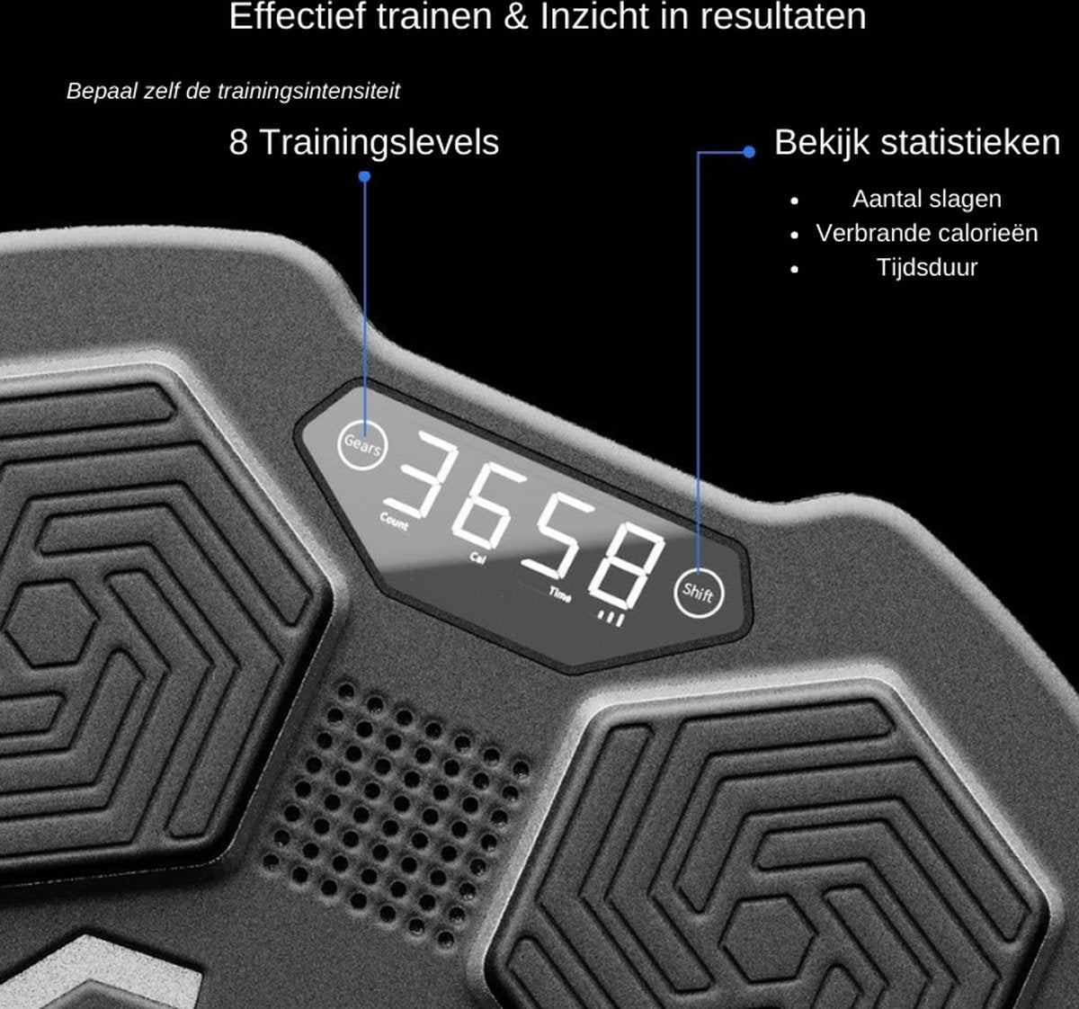 Smart Music Boxing Machine - 8 trainingsniveaus - Intelligente bokszak - Bluetooth-verbinding - Digitale bokscomputer met muziek - Boksbal - Boksautomaat - Training op niveau - Boksen - Fitness