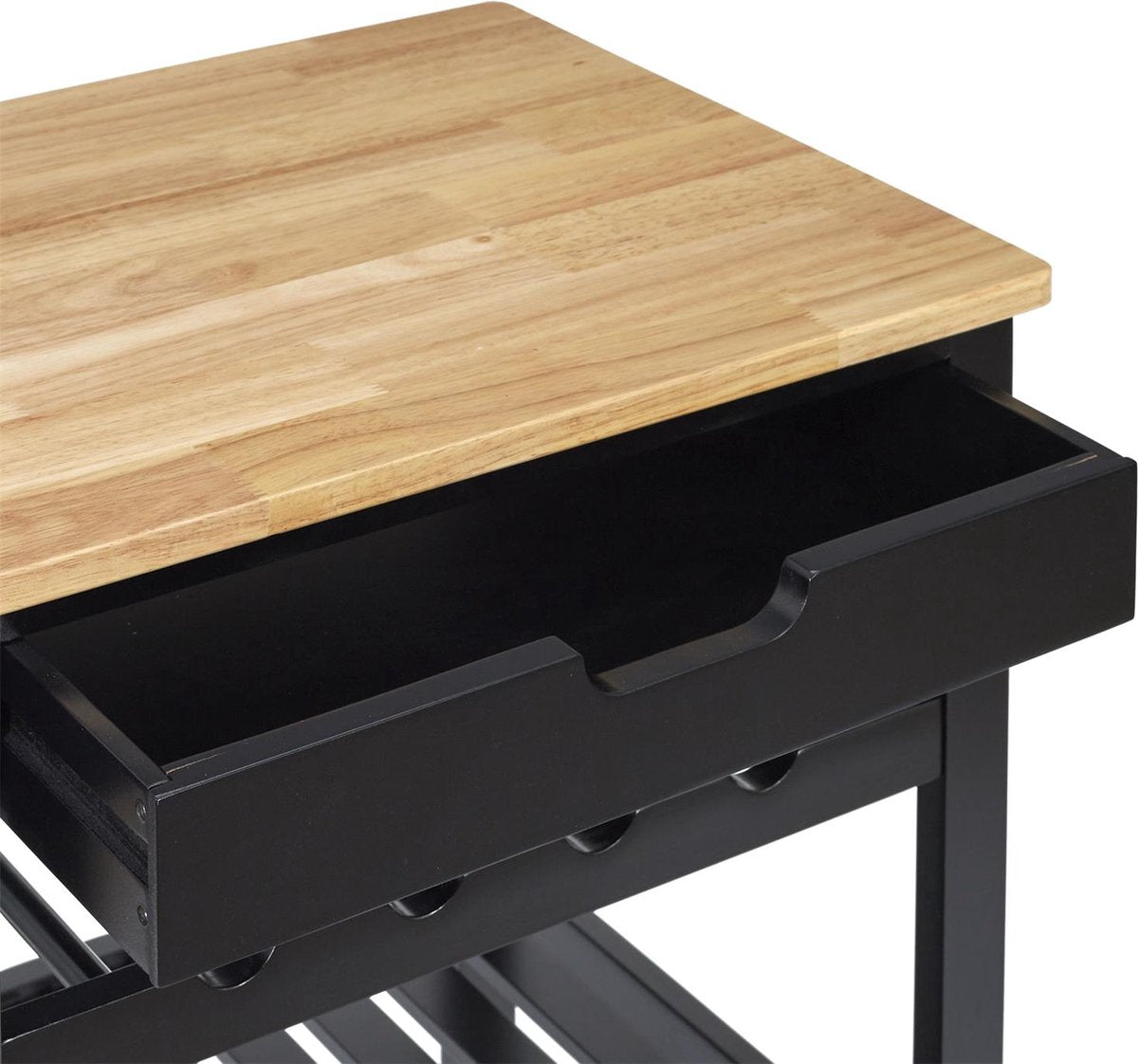 Kitchen trolley with 1 drawer on wheels 40x61x85 cm - Black