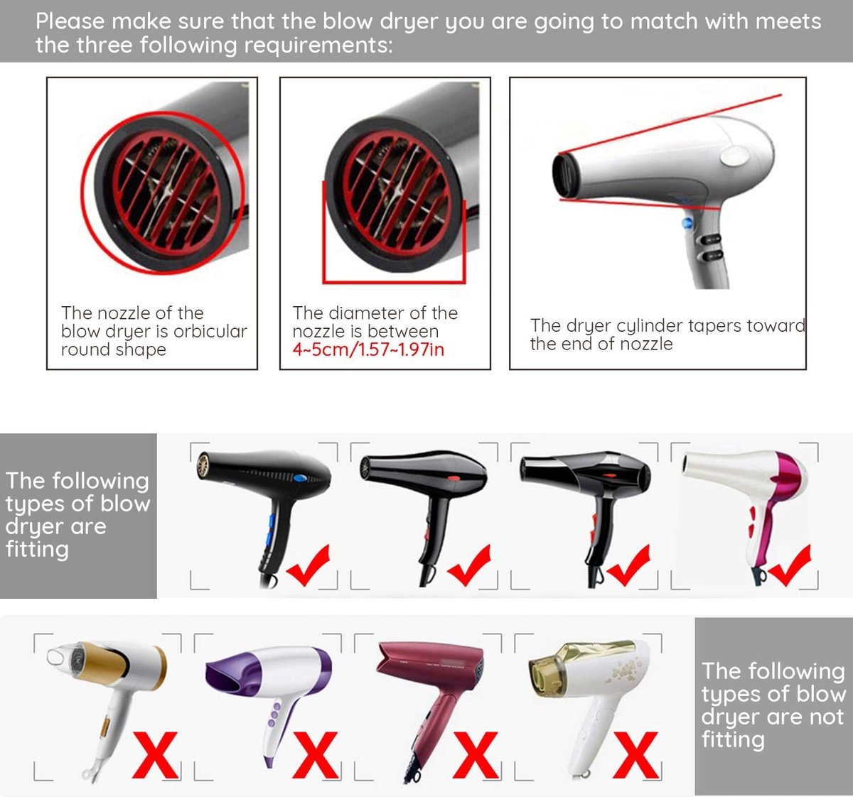 Hair Diffuser for Curly Hair, Upgraded Diffuser for Wavy Hair, Professional Salon Hairdryer Diffuser, Anti-Frizz, for Hairdryer with 1.57-1.97 Inch Nozzle