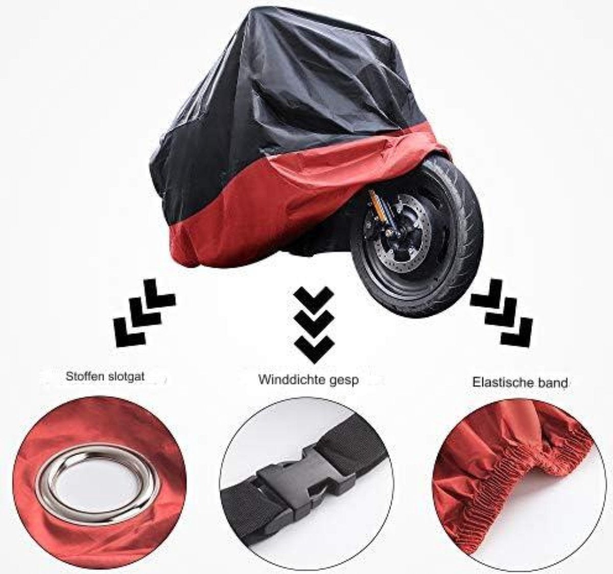 Motorcycle Cover Waterproof Outdoor - Motorcycle Cover for Outdoor Use - Motorcycle Covers - Outdoor Motorcycle Cover - 265 x 105 x 125 cm/ Red