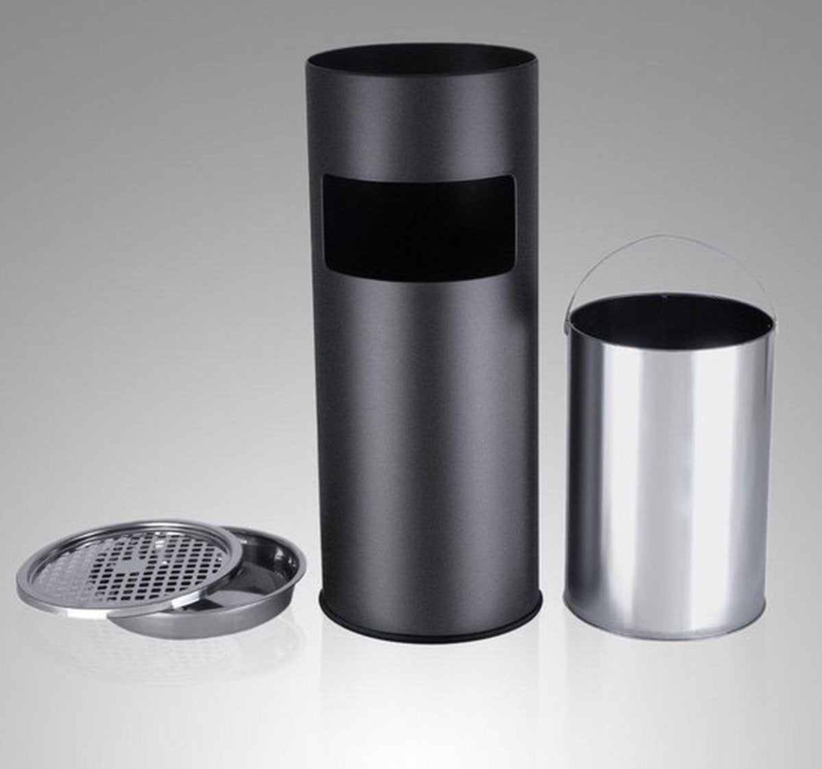 Freestanding Ashtray with Stainless Steel Waste Bin - Outdoor Ashtray - Floor Ashtray - Large Outdoor Ashtray - Smoking Post - Ashtrays - 25x25x60