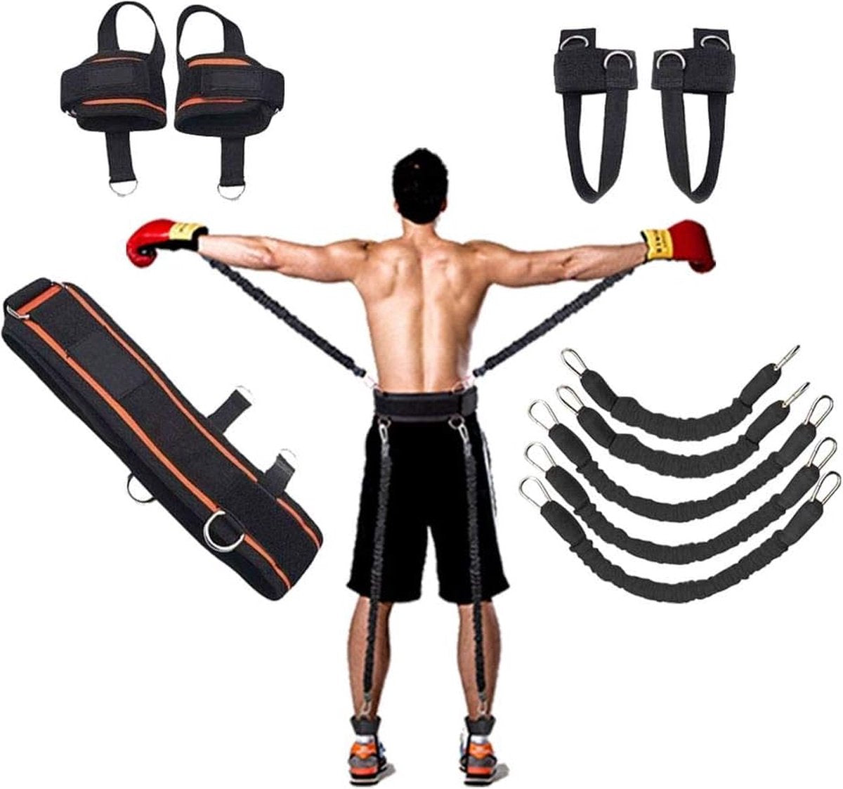 Resistance band voor boksen, basketbal, vechten, training, weerstandskoord, blauw, stretchkoord, trektouw, fitnessapparatuur