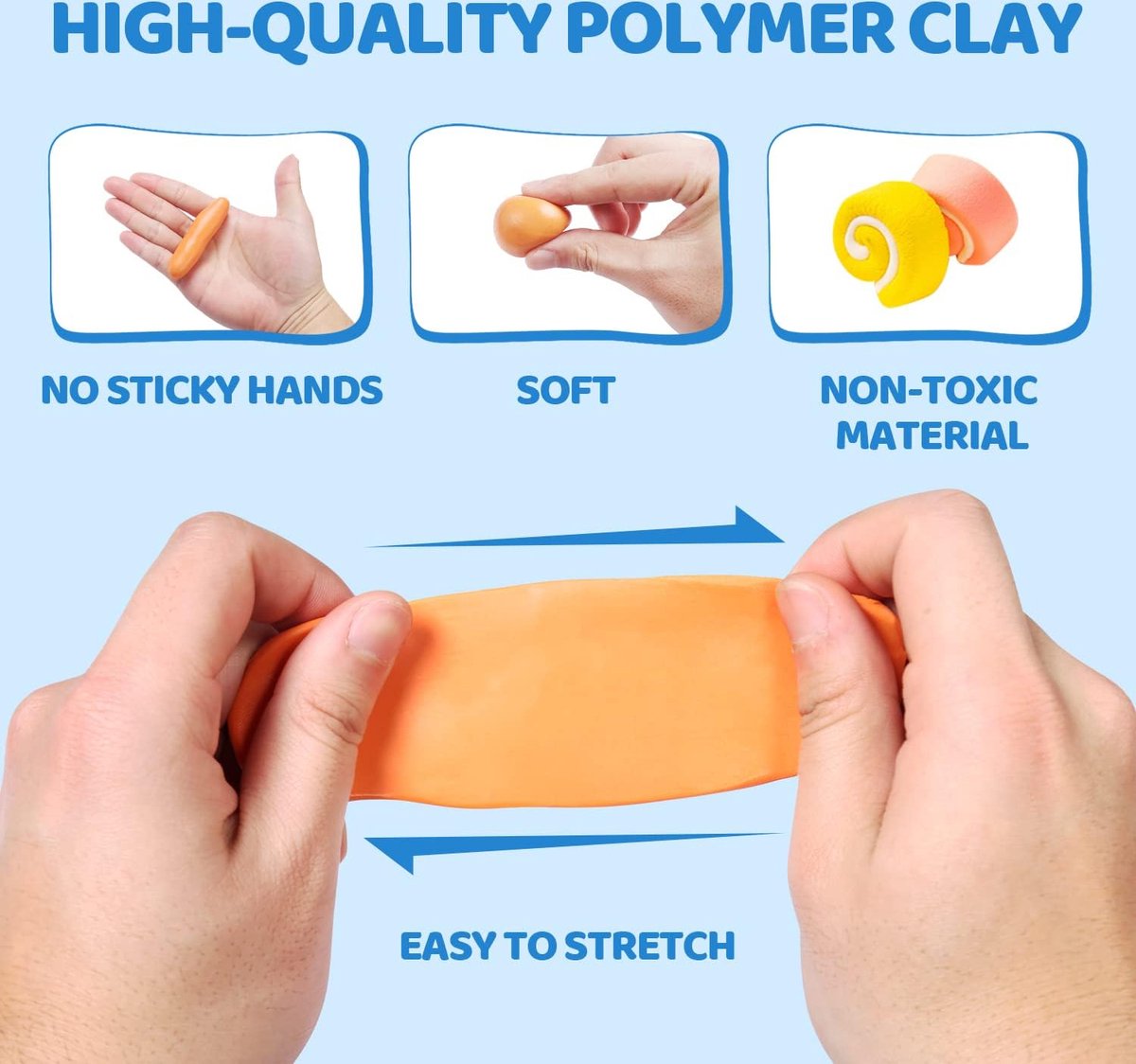 Oven Bake Modeling Clay Polymeerklei, 50 kleuren, creatieve polymeerklei kit met boetseergereedschap en sieradenaccessoires, niet giftig, ideaal doe-het-zelf kleigeschenken voor volwassenen en