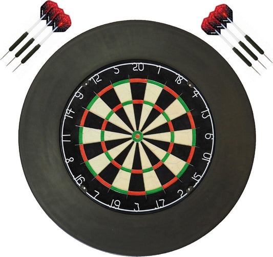Darts Set - Effen - dartbord - plus surroundring zwart - plus 2 sets - dartpijlen