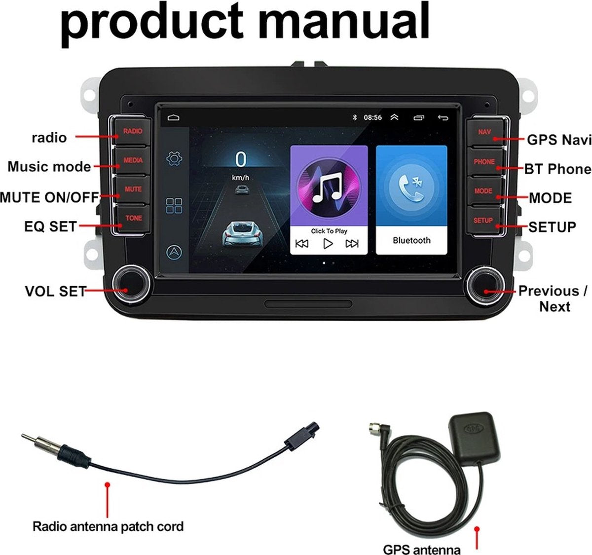 Autoradio - Android Carplay - Bluetooth Radio - Skoda Octavia Volkswagen Golf 5 6 Touran Passat Polo Jetta