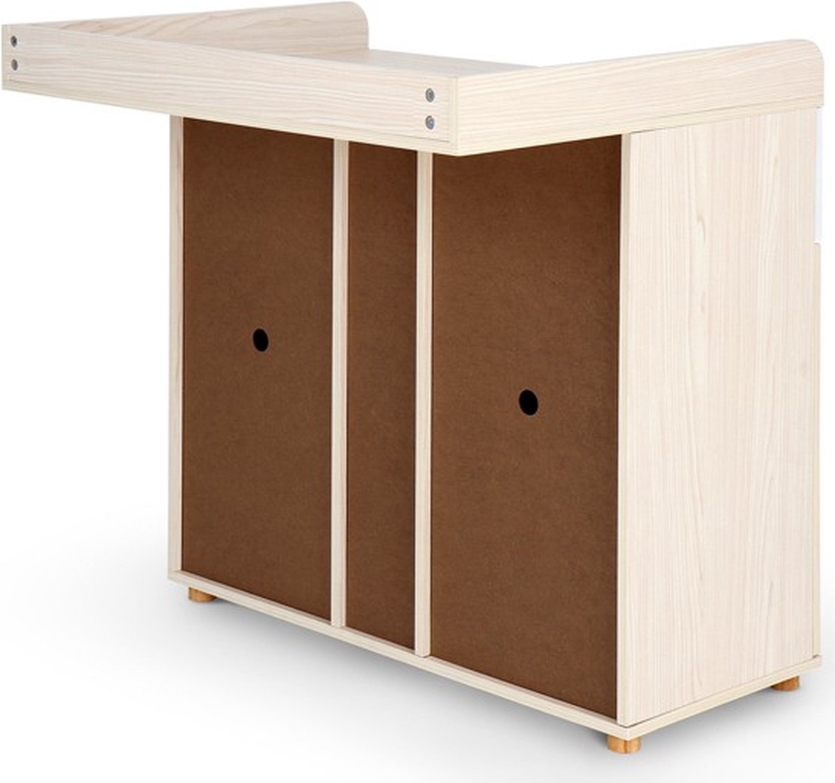 Infantastic - Babycommode met 2 grote lades en 5 vakken - Ladekast met Opbergruimte - Veelzijdig Omkleedmeubel met Organiser - 90x69x92 cm (LxBxH) - Eikenfineer