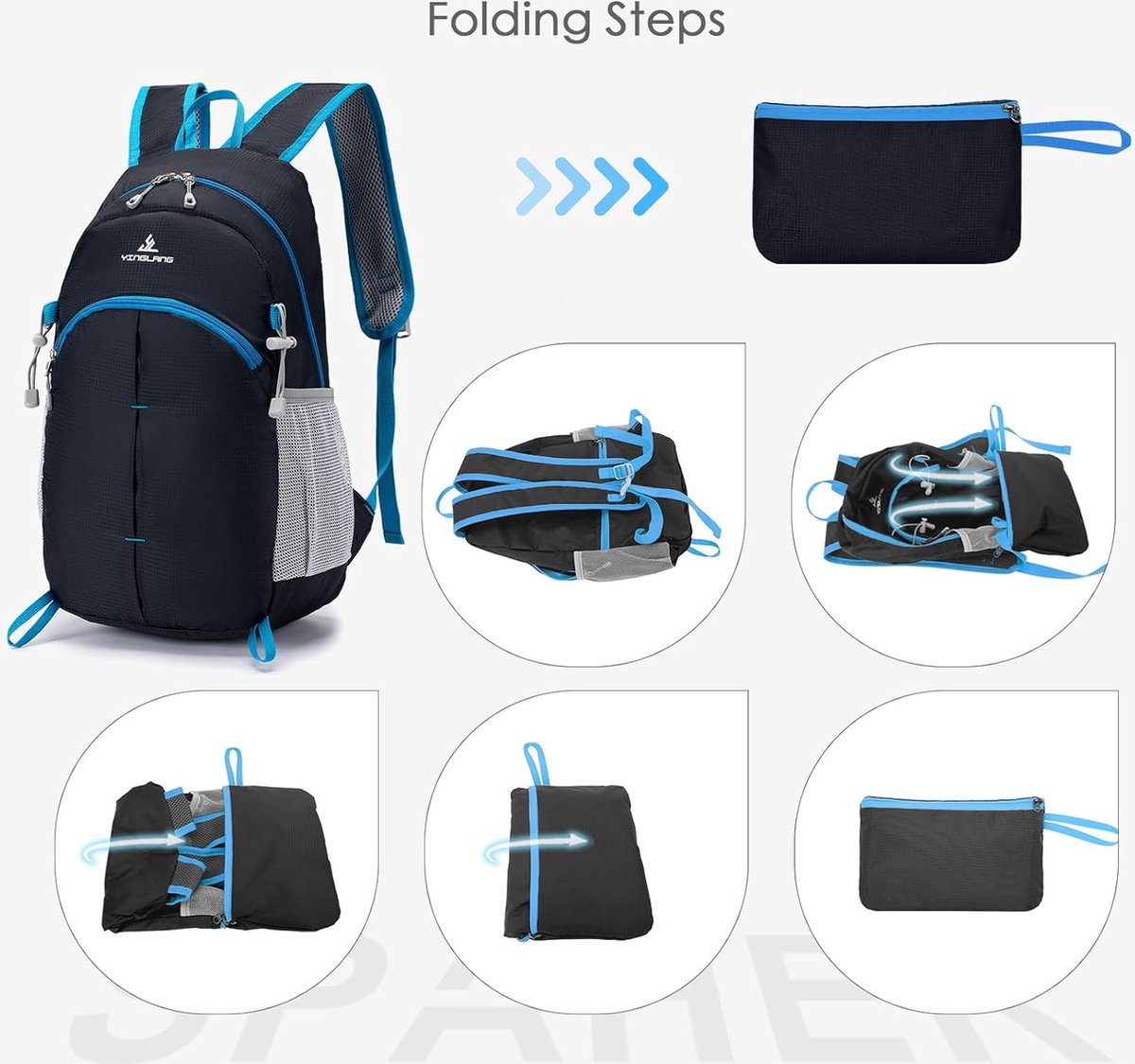 Foldable Travel Backpack Carry-on Luggage Ultralight Hiking Backpack 20L Waterproof Daypack for Outdoor Hiking Camping