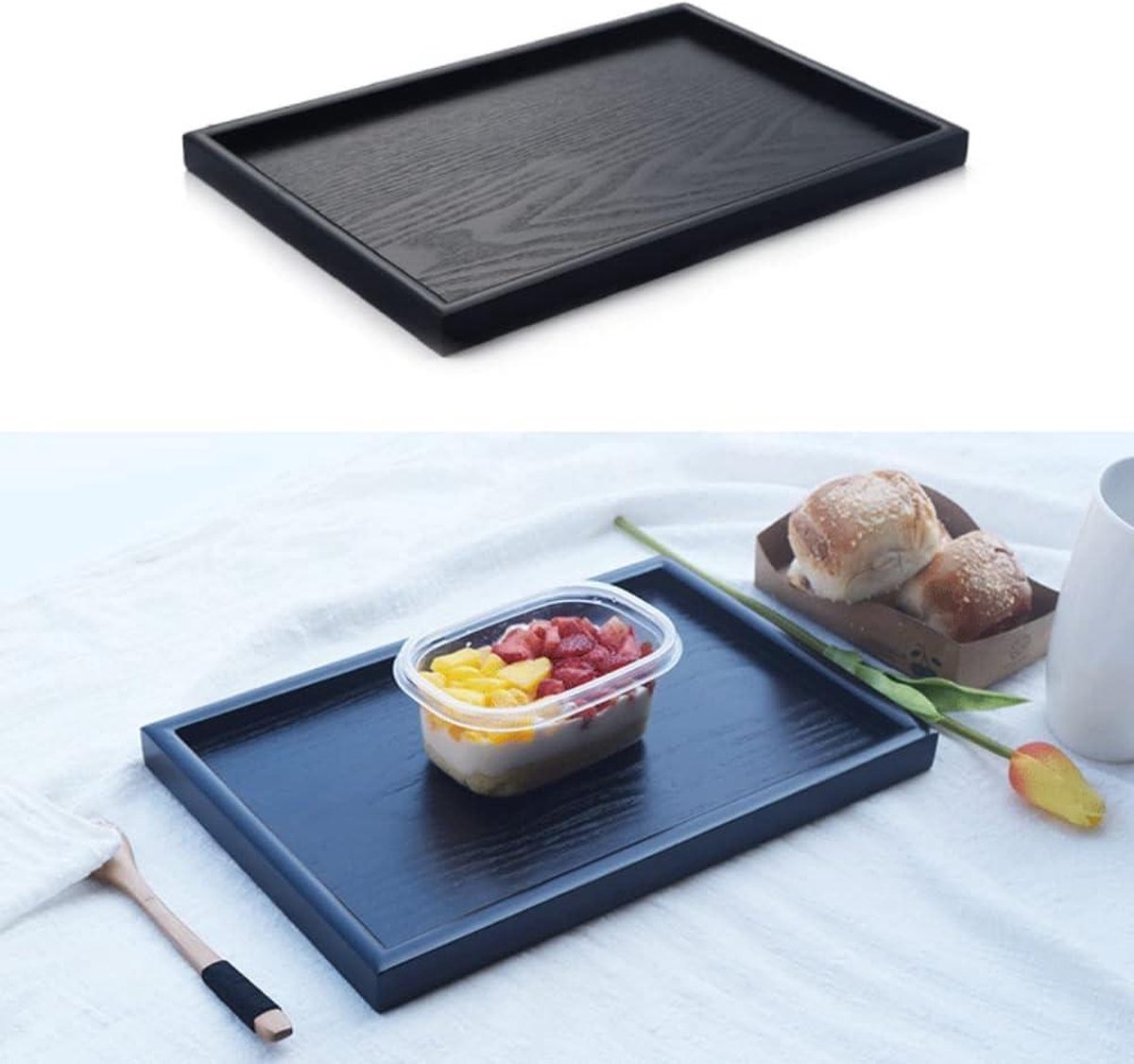 Dienblad 60x60 Houten Theeblad Rechthoek Vorm Massief Houten Thee Koffie Snack Eten Maaltijden Plaat Thuis Hotel Restaurant Trays Zwart- 60x60 Massief Houten Thee Koffie- Houten Dienblad. dienblad 60x60