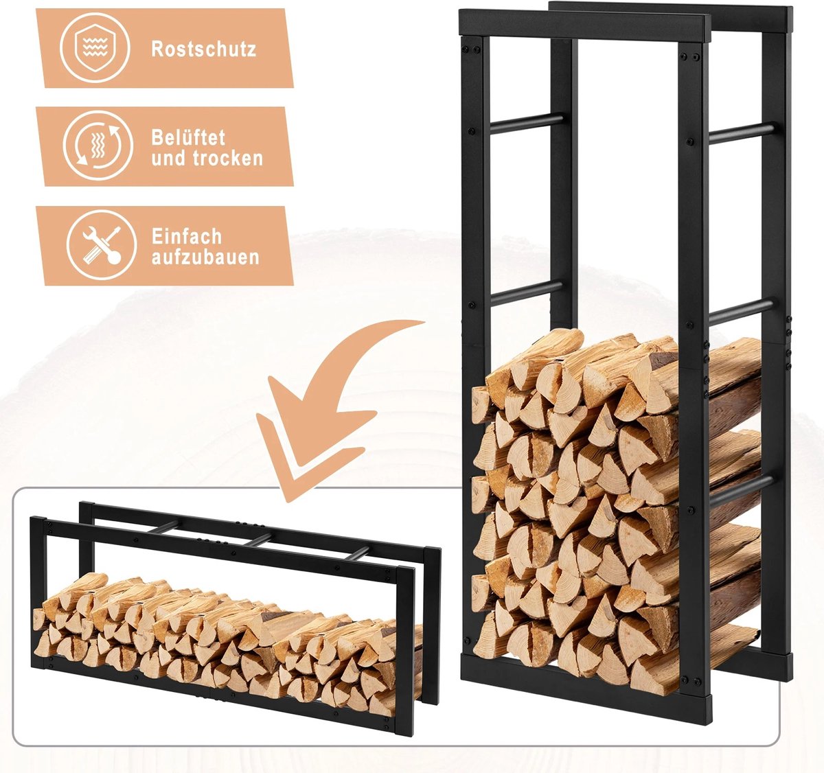 Houtrek - Brandhoutrek - Brandhoutrek Binnen - Maximaal 50kg - 100x40x25cm