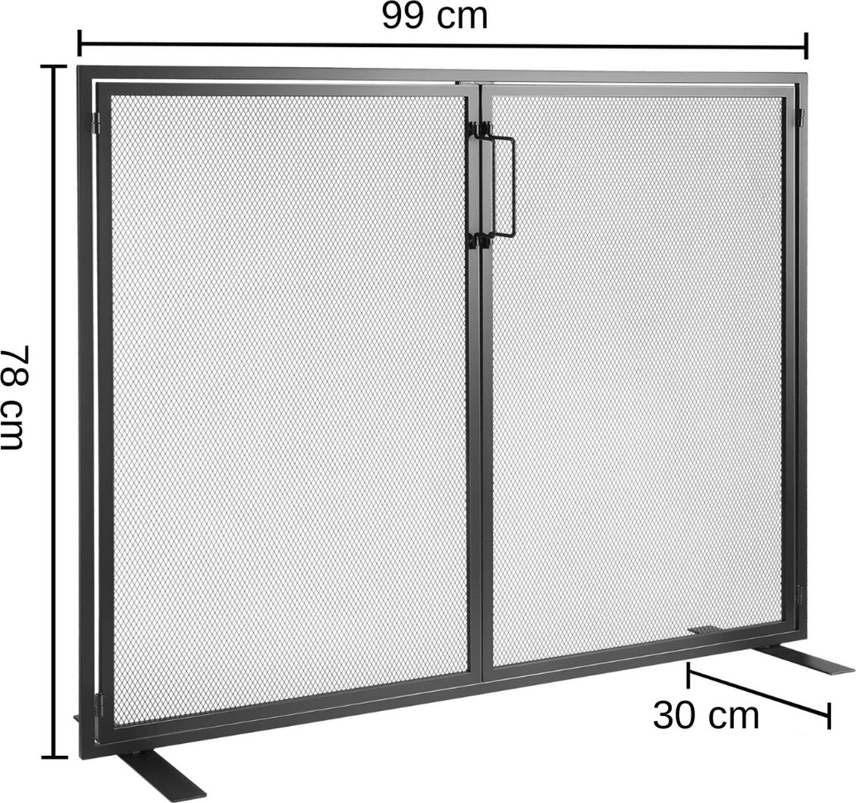 Decotopia - Open Haard - Haardscherm - Vonkenscherm - Vonkenvanger - Veiligheidshek - Zwart - 99 cm breed - 78 cm hoog