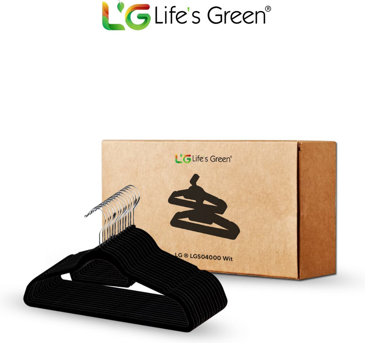 Life's Green® Fluwelen Kleerhangers - 30 Stuks - Kledinghangers - Anti-slip - Velvet - Zwart