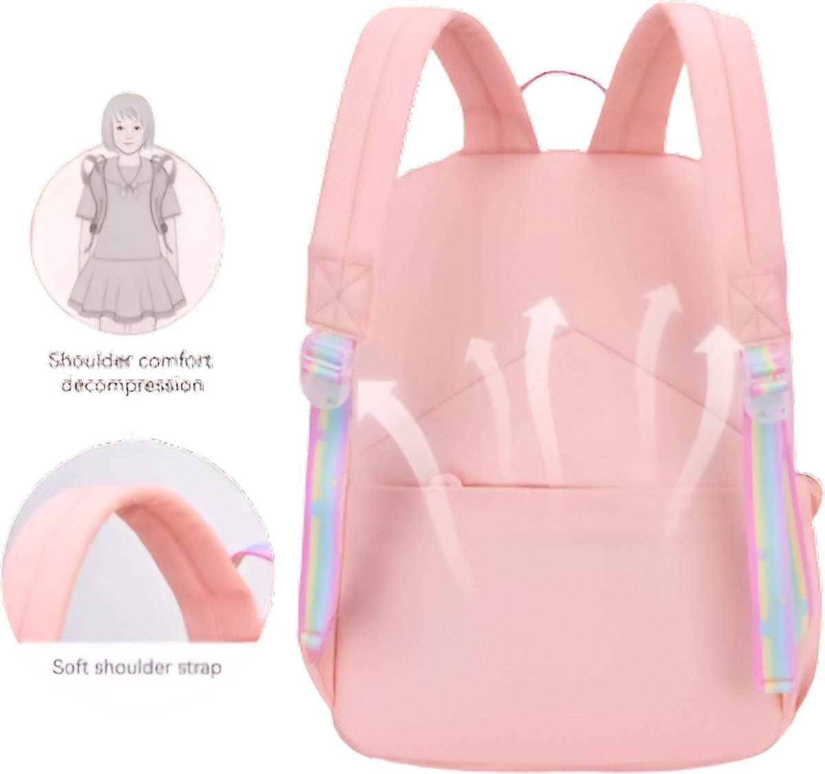 Avoir Avoir® - Stijlvolle en Comfortabele Schoolrugzak voor Meisjes, 43x30x15 cm, Basisschool rugtas, Meerdere Vakken