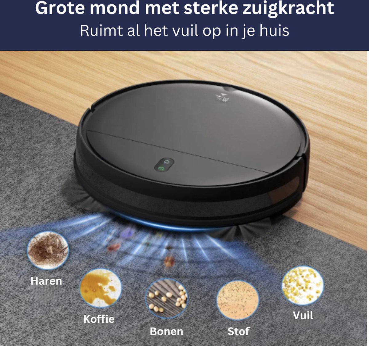 Robotstofzuiger Met Dweilfunctie - Met Laadstation - Huisdieren - 2024 Model - Zwart