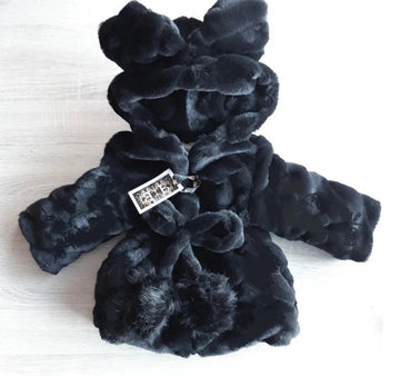 Maat 80 Bontjas Teddy jas Zwart Kinderjas zacht baby en kind jasje