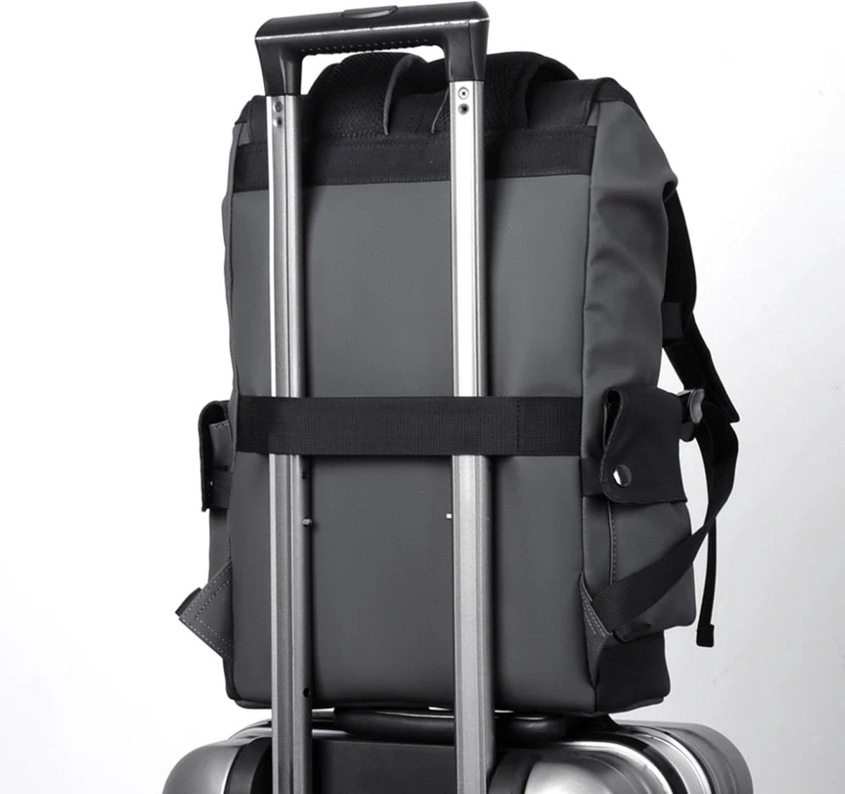 EliteNest® Rugzak - Hoogwaardige Kwaliteit PU-Leder - Waterdicht - Laptop Rugzak - 14 inch - USB Opladen - Ergonomisch en Krasbestendig - 20-35 L- Lichtgrijs