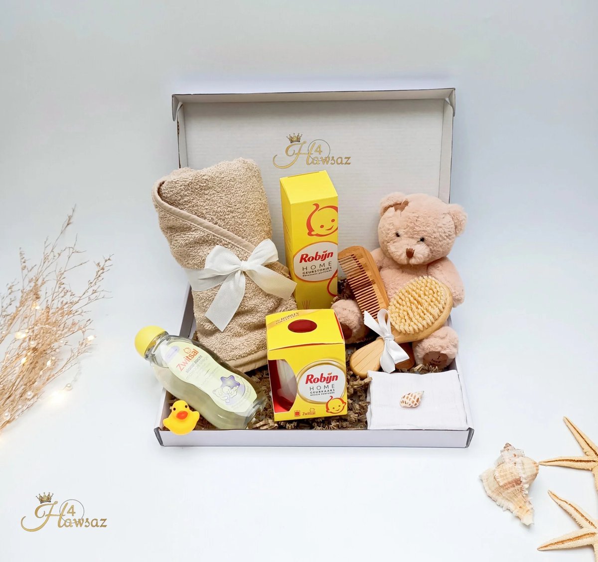 Giftset - Genderneutraal baby cadeau 9 stuks - Kraamcadeau voor jongens en meisjes - Baby knuffel - knuffel | babycadeaus | Badcape - Baby gift | Babycadeau | Babyshower | Geboortecadeau | Kam en borstel set | Babyverzorging - Zwitsal
