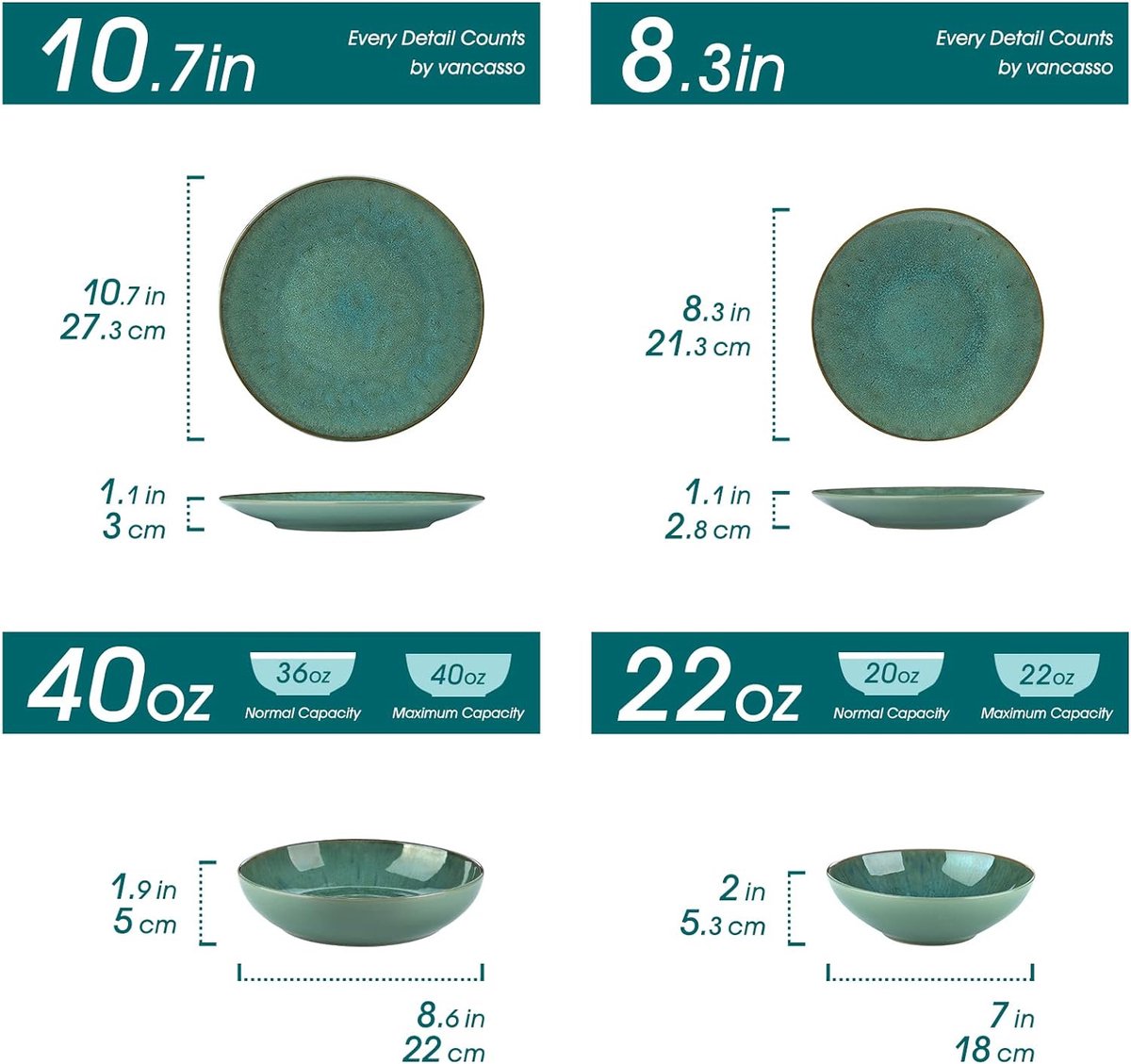Tafelservies 16-delige Karst combiserviesset van aardewerk serviesset in vintage look voor 4-12 personen Groen