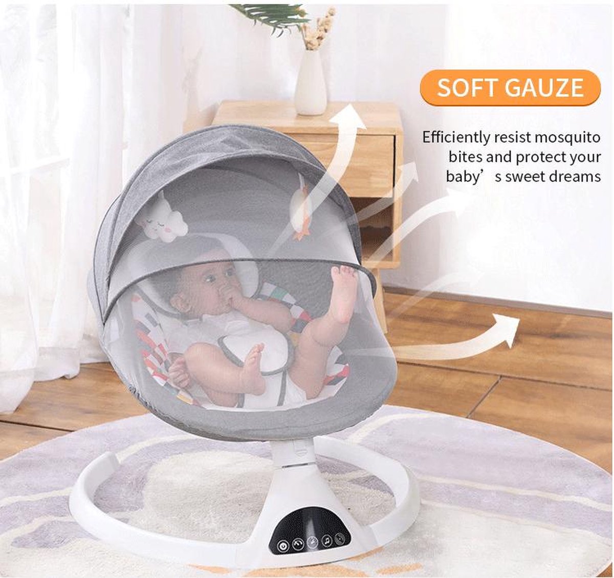 Luxe schommelstoel - Elektrische babywipstoel - Babystoel - Babyswing - Lichtgewicht - Bluetooth