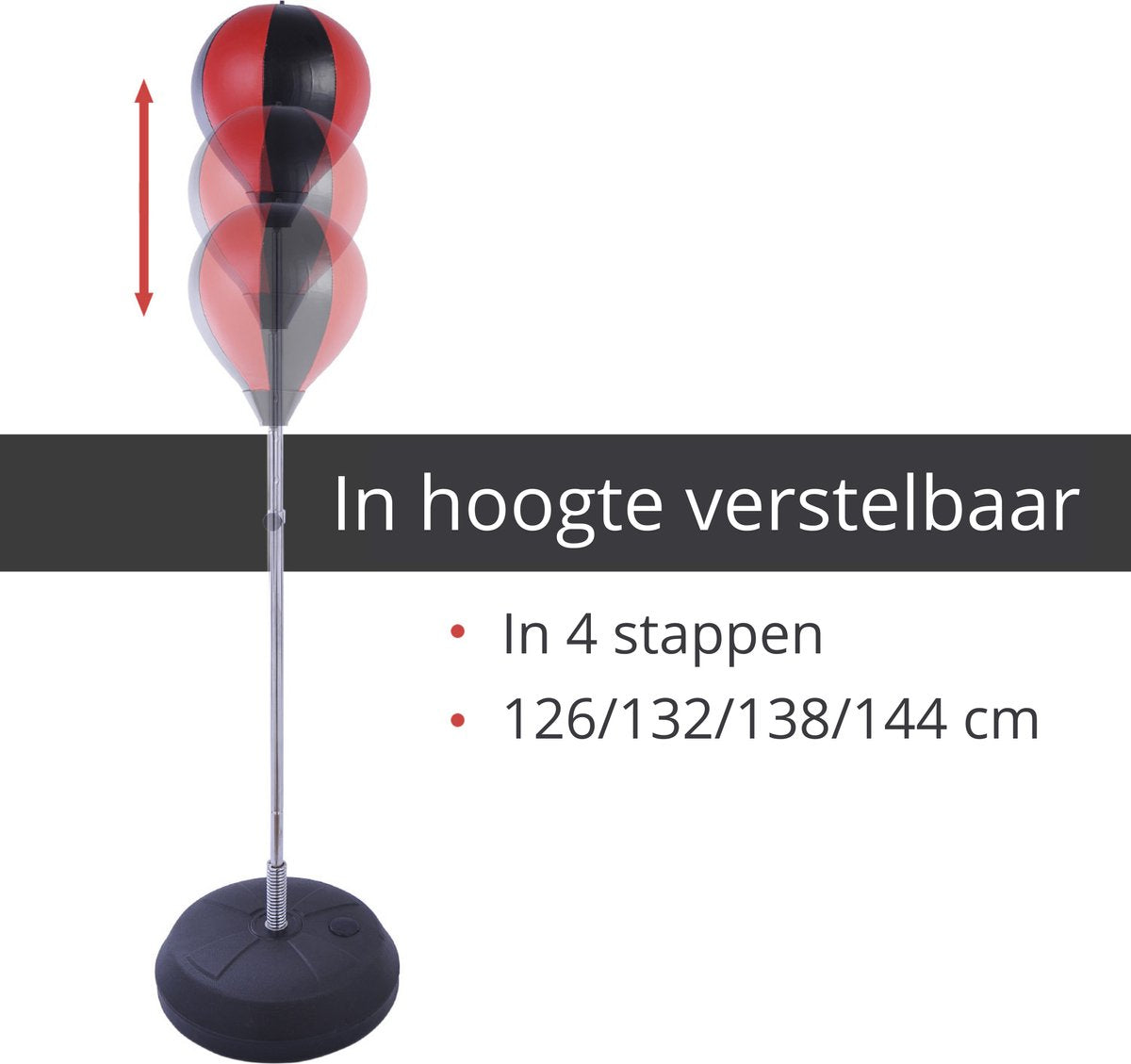Punching Ball Set met Pomp - Bokshandschoenen - Bokszak - Boksbal - Boksen - Speelgoed - Rood/zwart