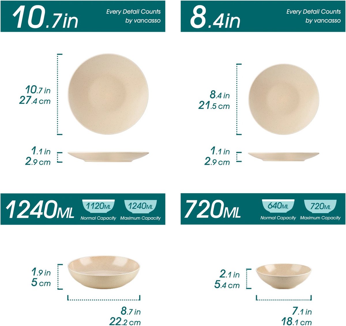 Dinnerware Set - Dinnerware Sets - 8-Person Dinnerware Set - Sand Relief - Porcelain - 32-Piece Dinnerware - Dinner Plate - Dessert Plate - Bowl - Soup Bowl