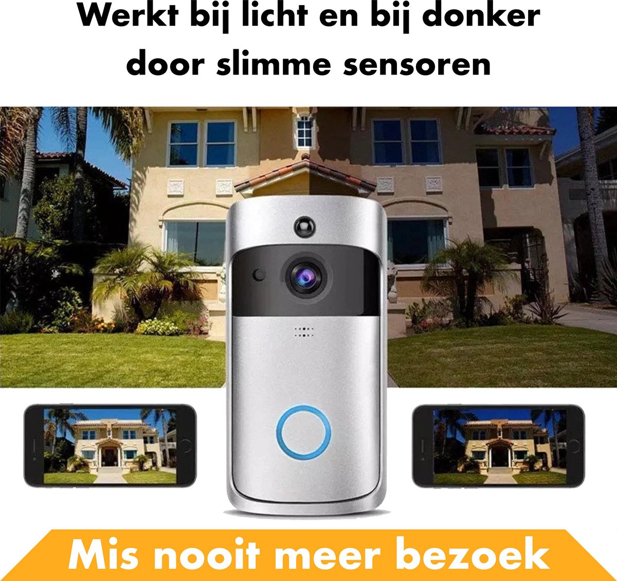 Wireless Video Doorbell with HD Camera and Wifi – Smart Door Bell 1 Receivers Doorbells Bell Push Button Doorbell Sets Wired Alarm Wired Doorbell Wireless Waterproof Chime Push Bell Screen Videophone Security Cameras Video Doorbell Webcam Smart