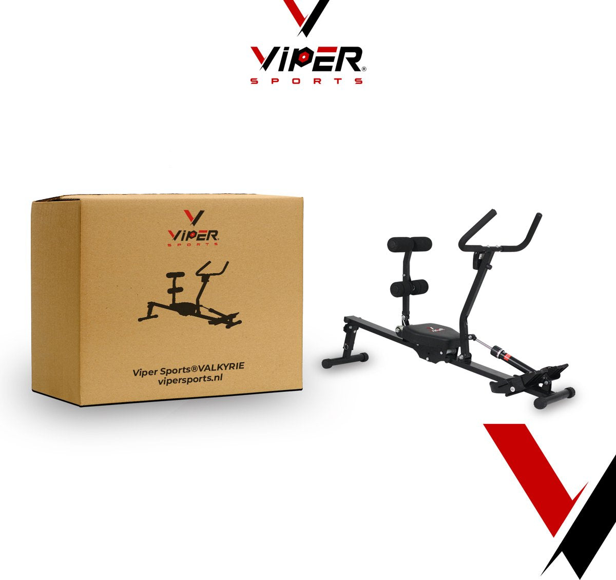 Viper Sports Valkyrie – Roeitrainer – Roeimachine – Hydraulische weerstand – 126 x 46 x 82 cm - Zwart
