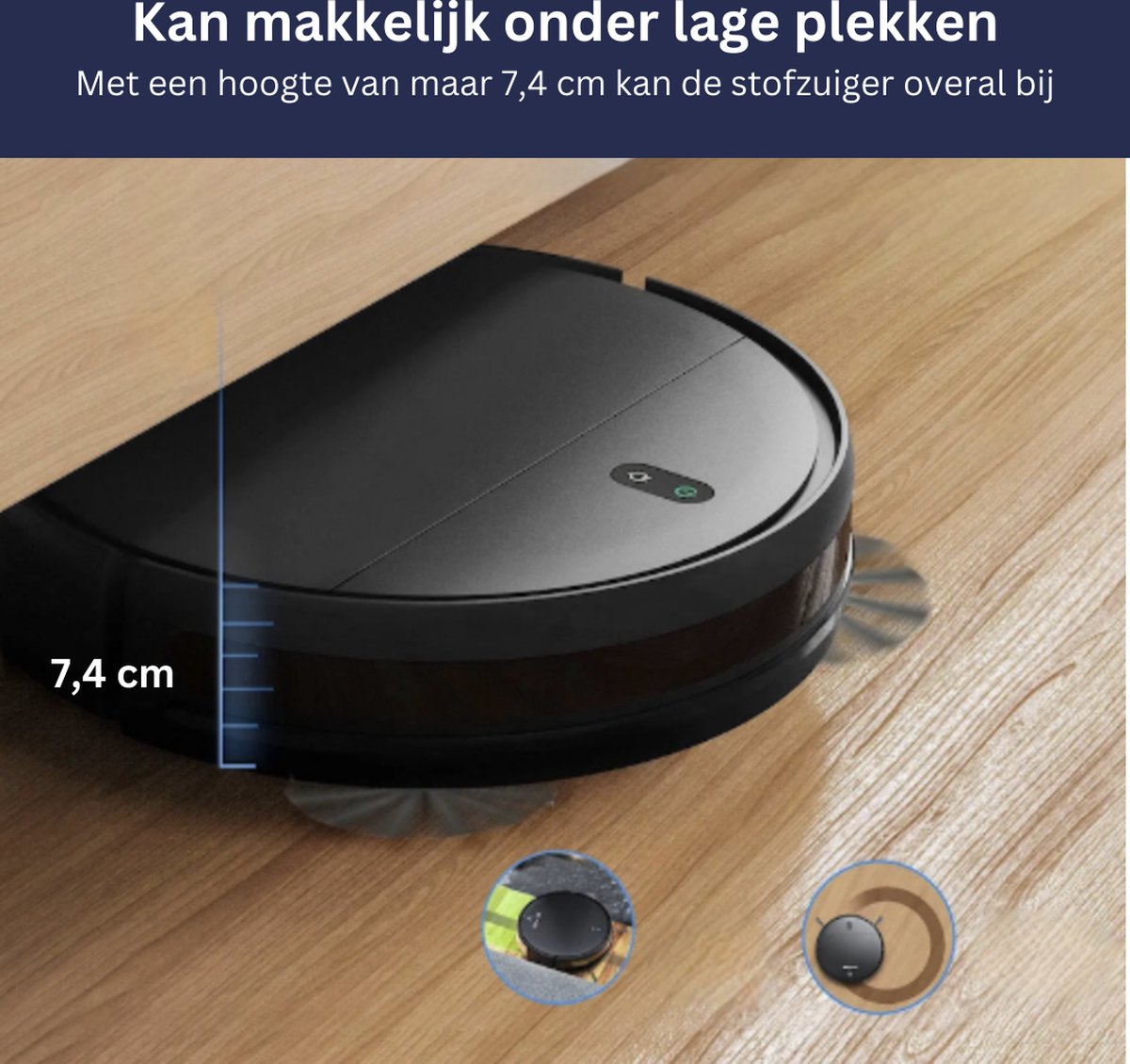 Robotstofzuiger Met Dweilfunctie - Met Laadstation - Huisdieren - 2024 Model - Zwart