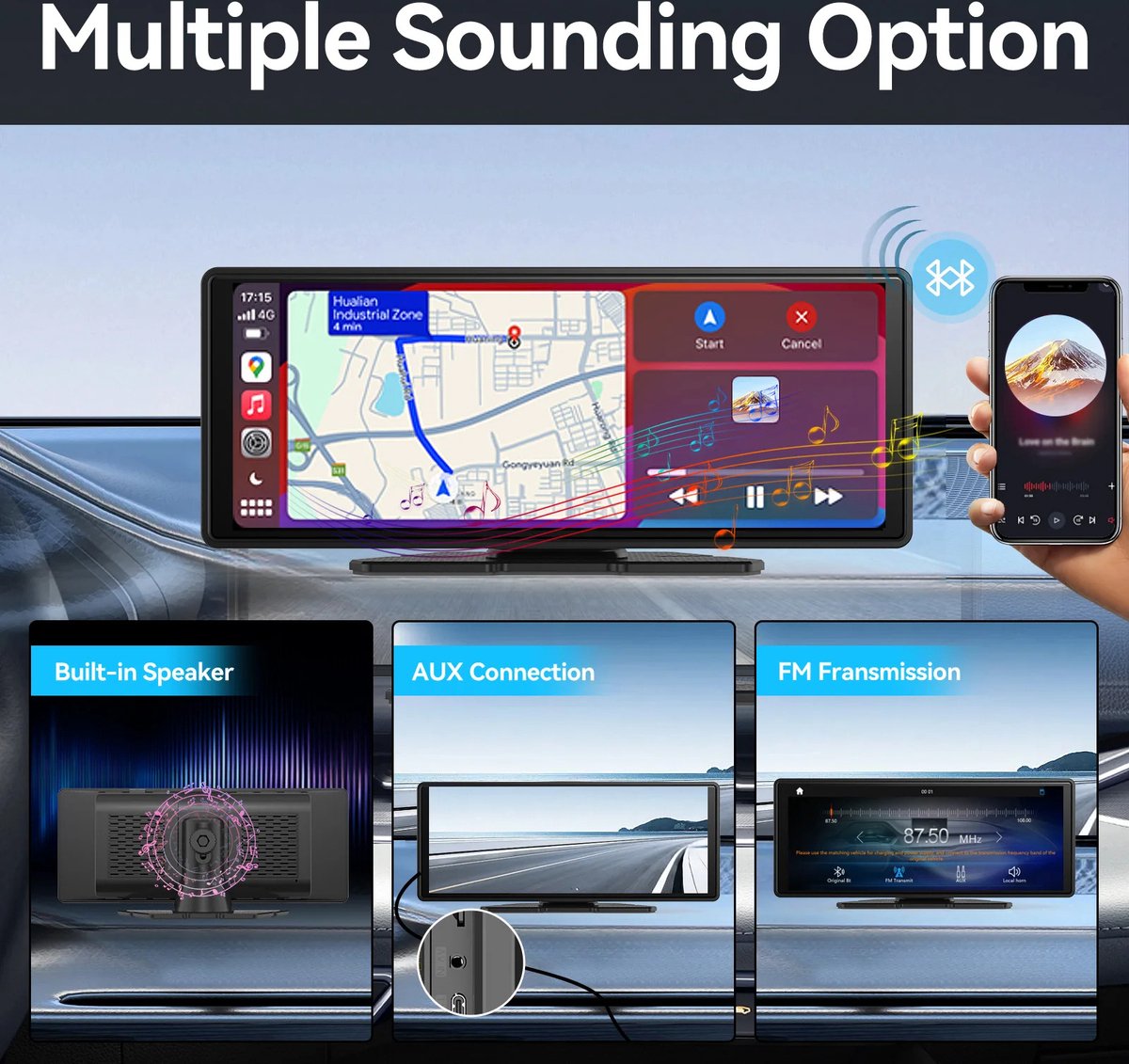 Carplay - Carplay Scherm - Autoradio - Carplay Apple & Android - Carplay Draadloos - Multimedia Speler - Touchscreen - Universeel - 10.26 Inch - Zwart